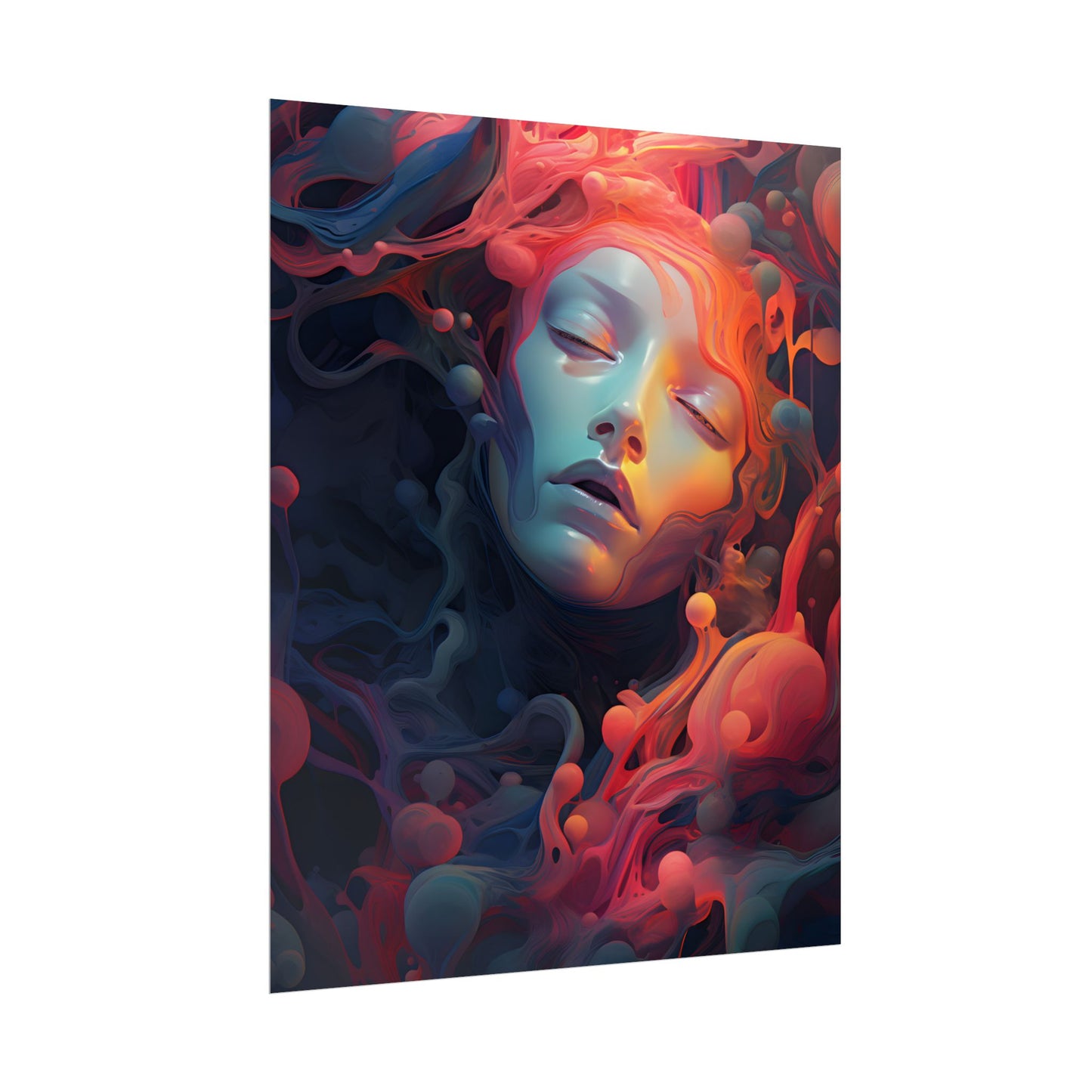 Abstract Cyber Dreamscape: Digital Artwork - Poster