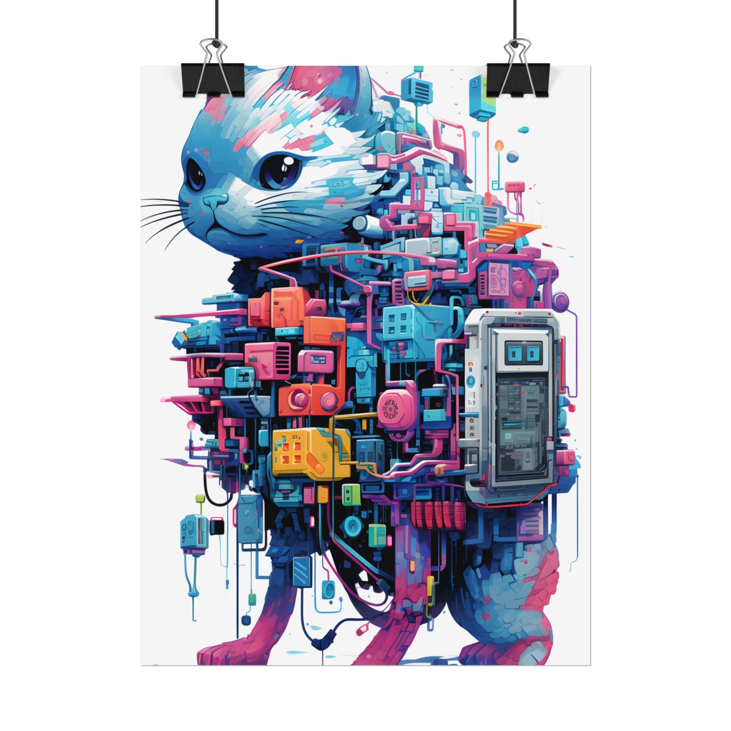 Whimsical Pixelated Cyber Pet: Retro-Style Digital Art - Poster