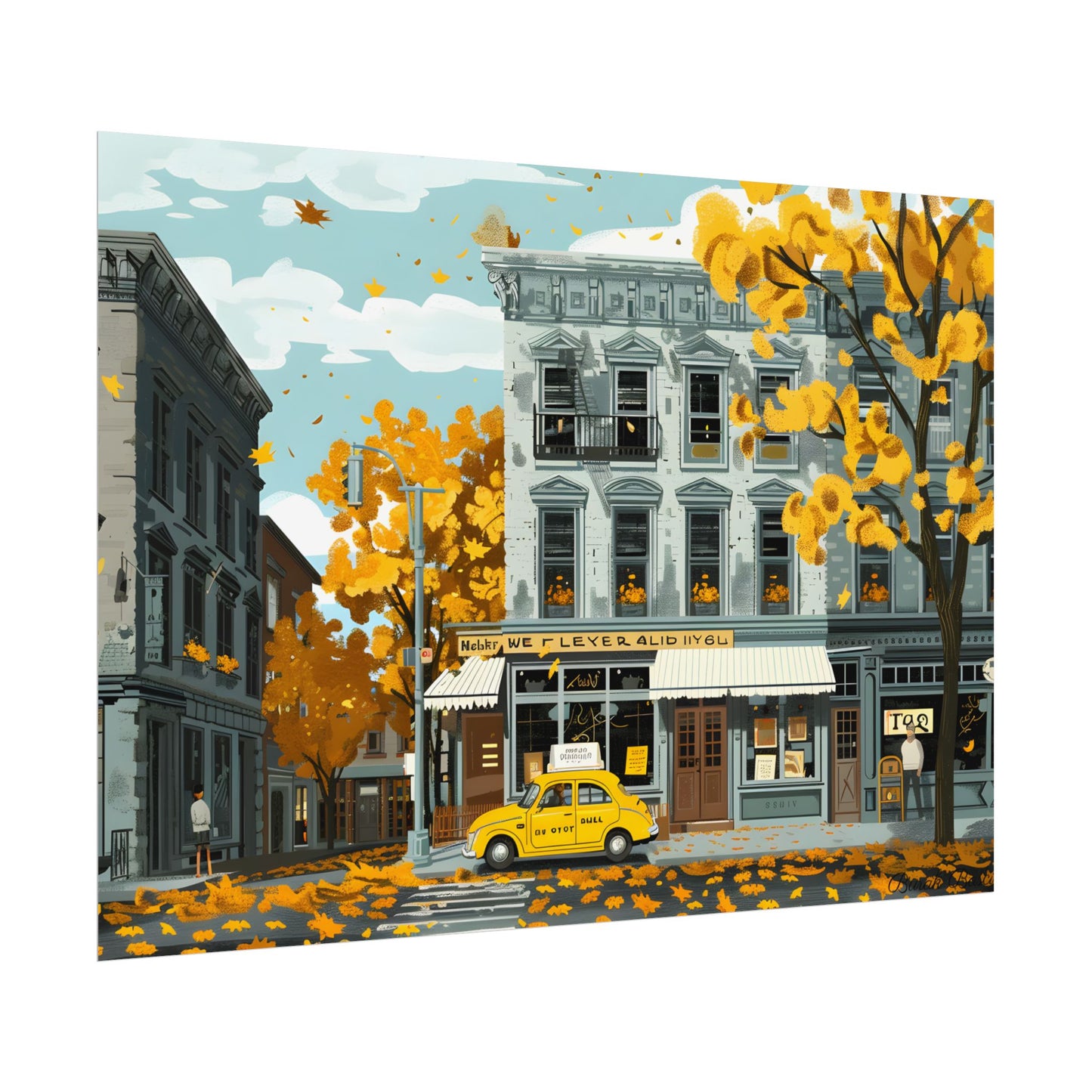 Whimsical Yellow Building: Ornate Illustration Artwork - Poster