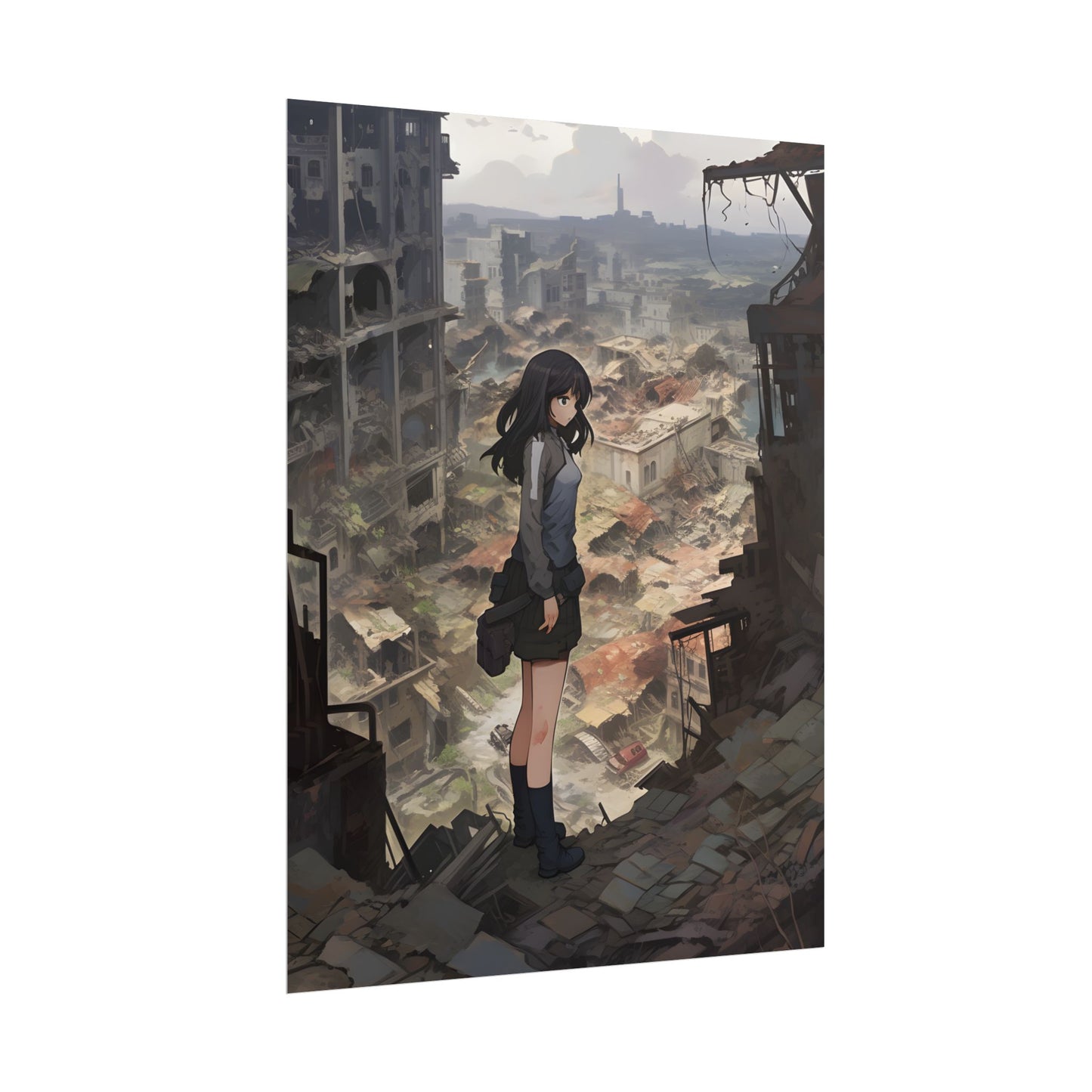Dramatic Anime Scene: Detailed Bird's Eye View - Poster