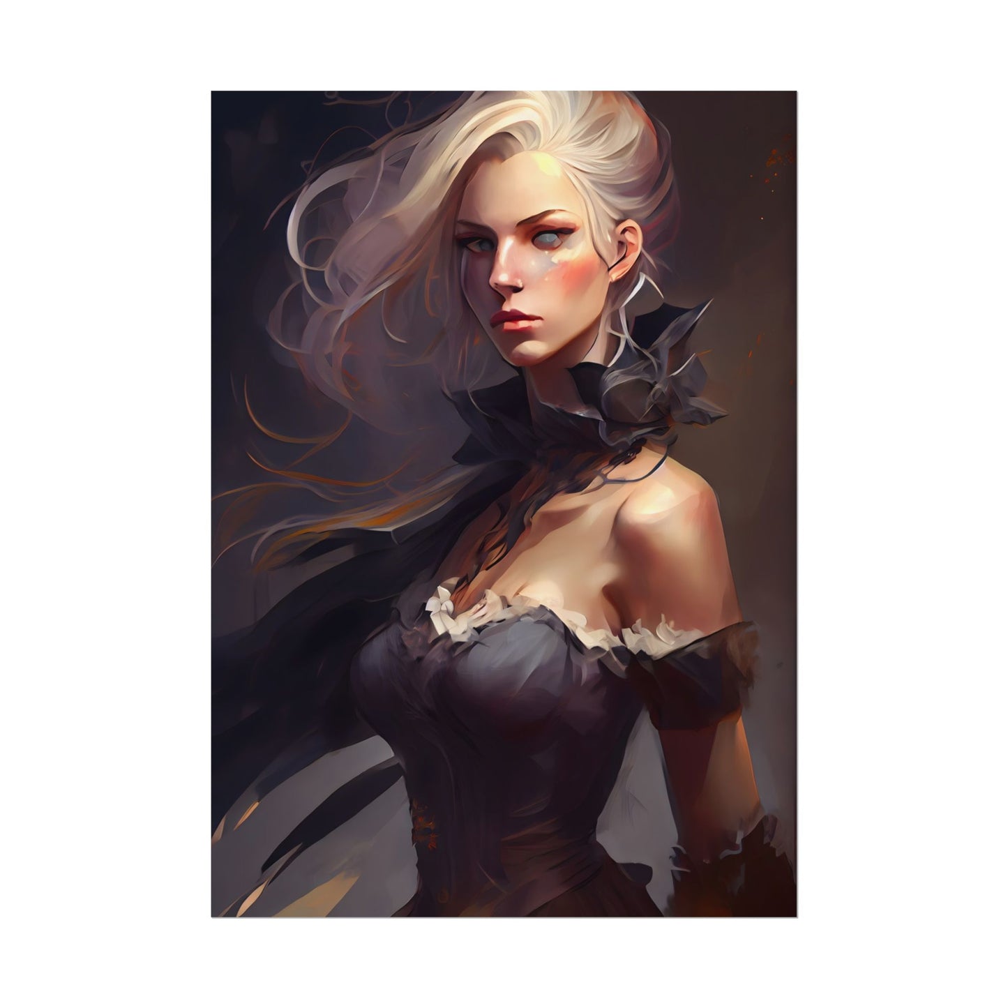 Elegant Blonde Beauty: Whirling Portrait Art - Poster