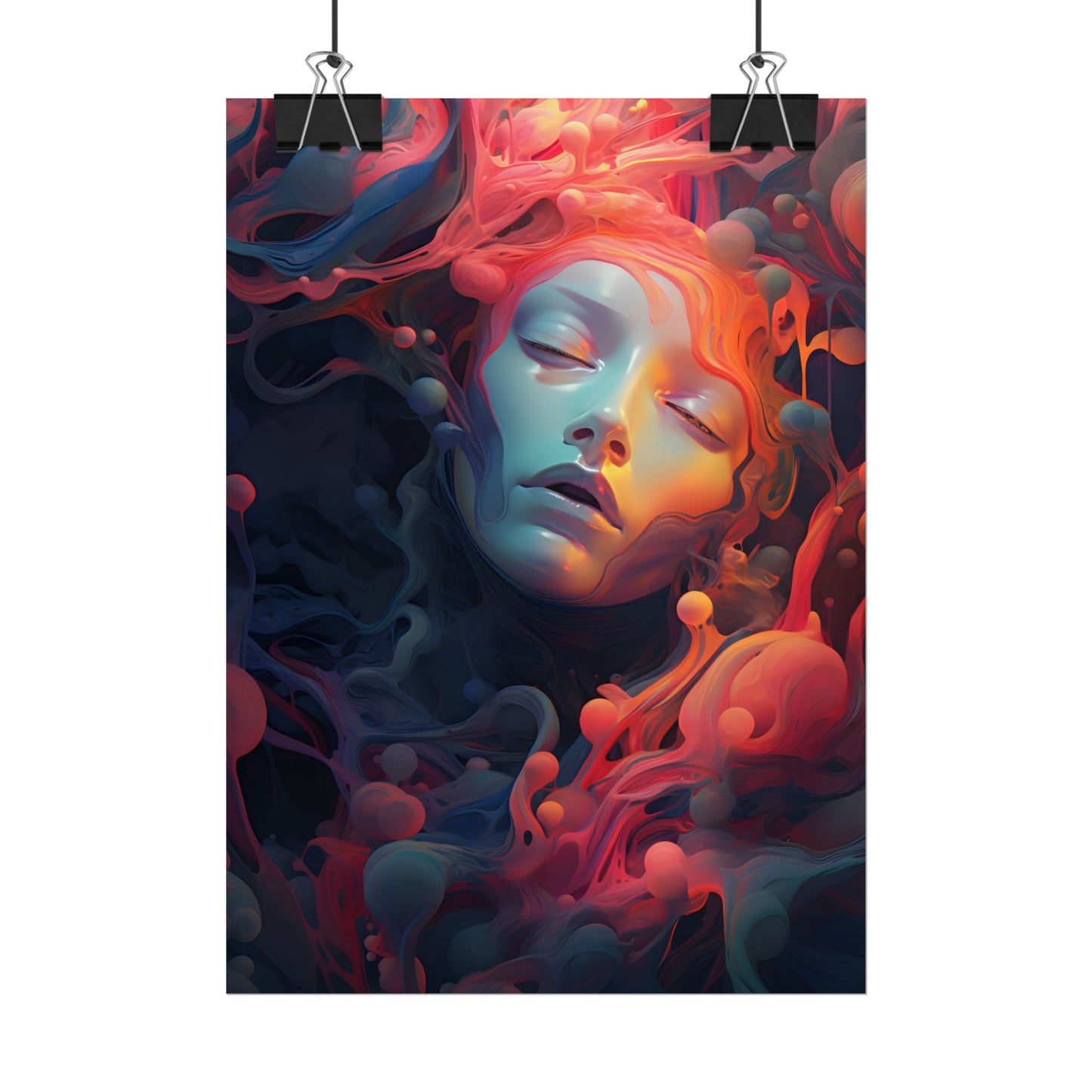 Abstract Cyber Dreamscape: Digital Artwork - Poster
