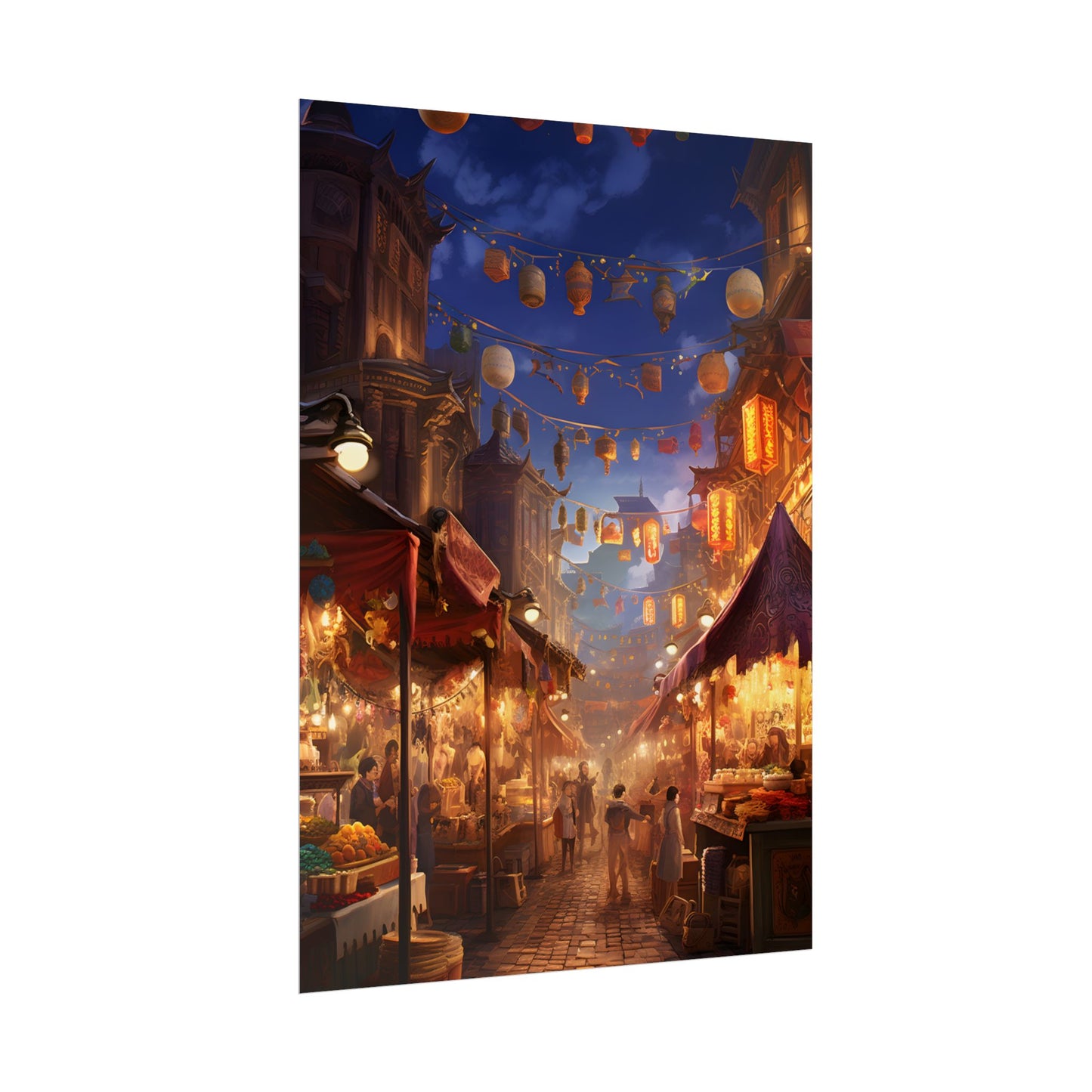 Enchanting Evening Street Food Market: A Vibrant Gathering - Poster