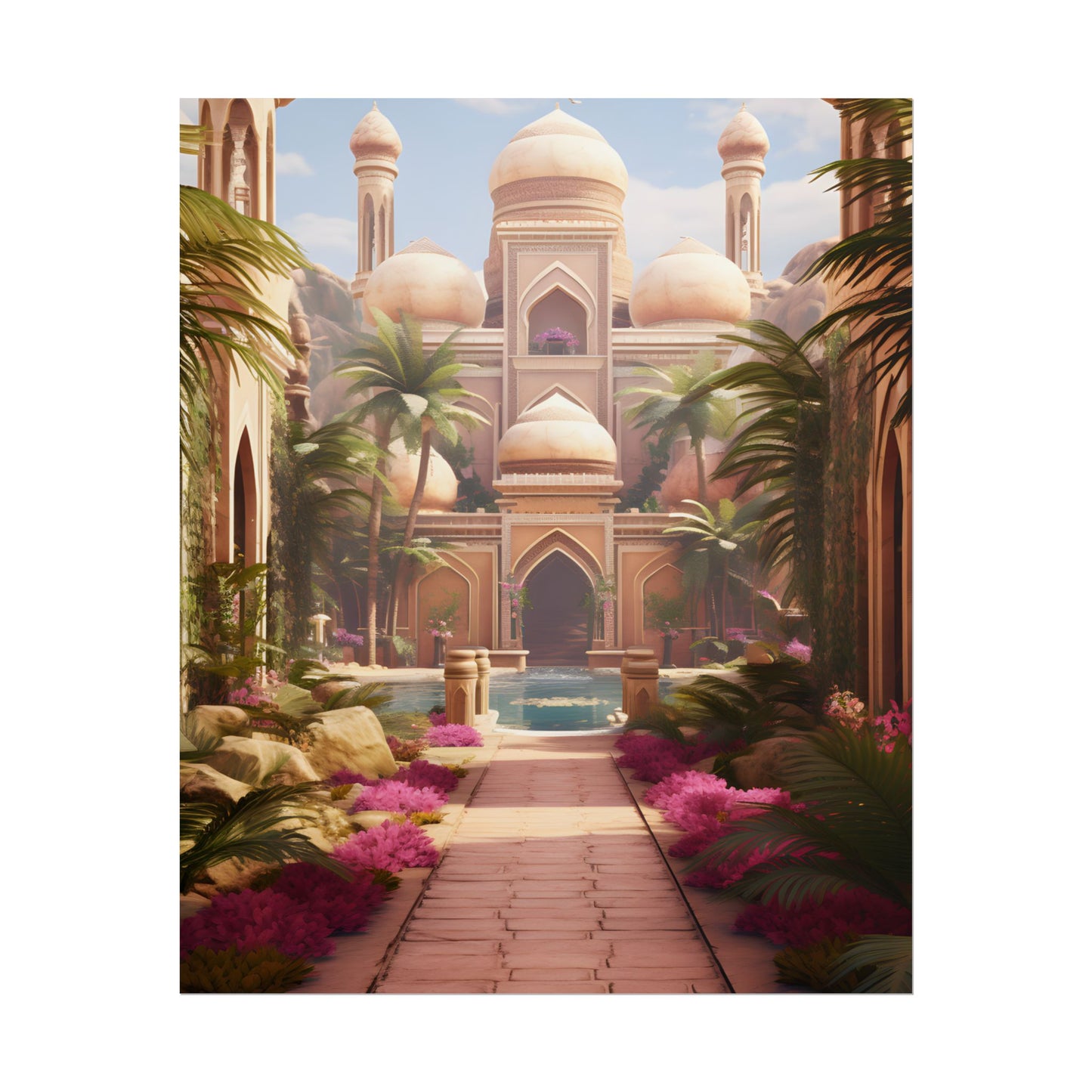 Hidden Arabian Desert Paradise: Serene Oasis Art - Poster