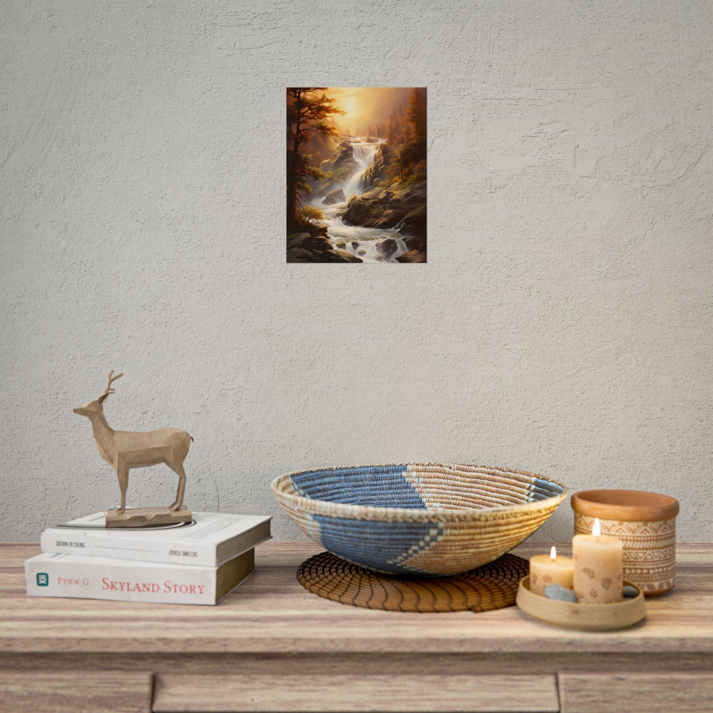 Breathtaking Waterfall: Oil Painting Artwork - Poster