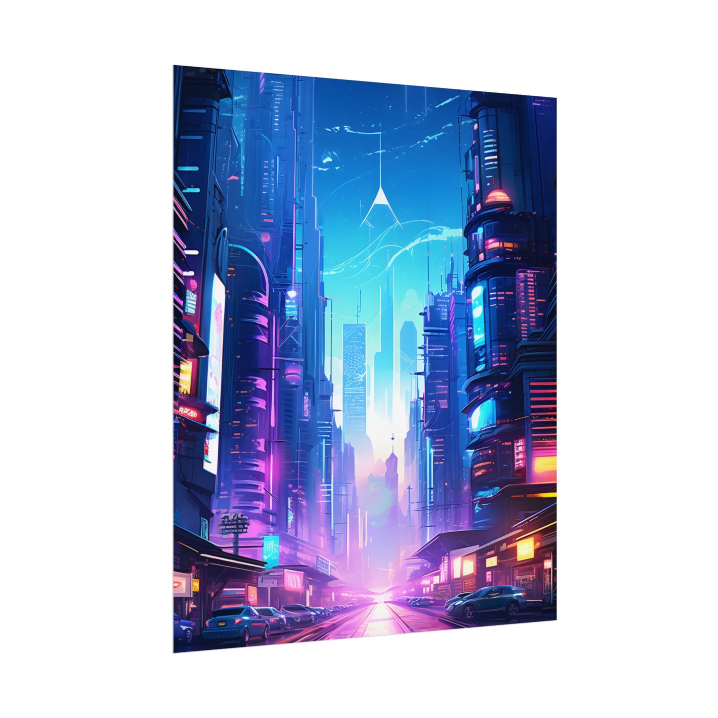 Futuristic Cityscape: Cyberpunk Dystopia Digital Artwork - Poster