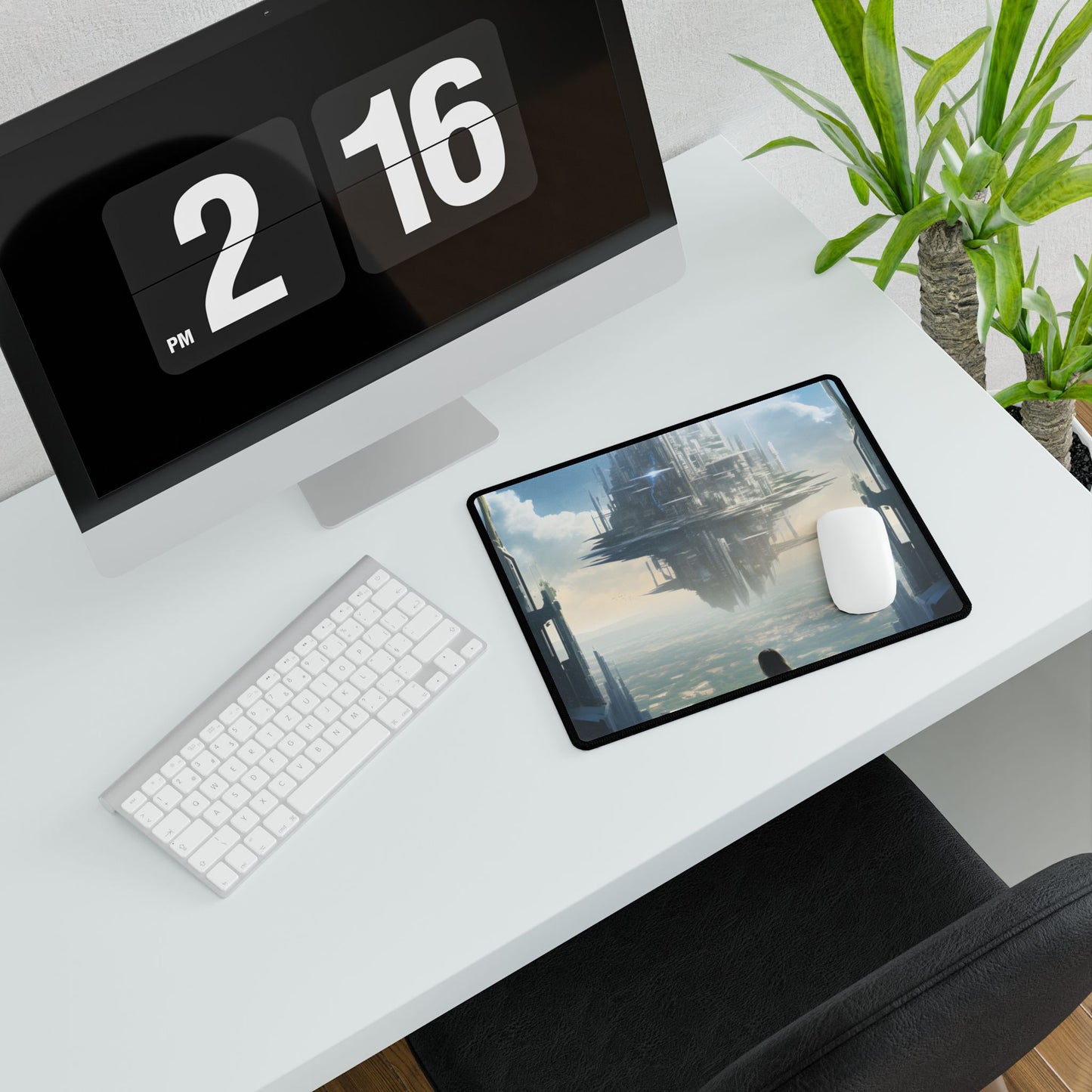 Urgent Gathering in Dystopian Landscape: A Vision of Perfection - Desk Mat
