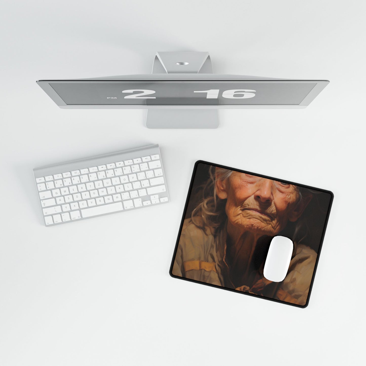 Wisdom of Age: Portrait of an Elderly Person - Desk Mat