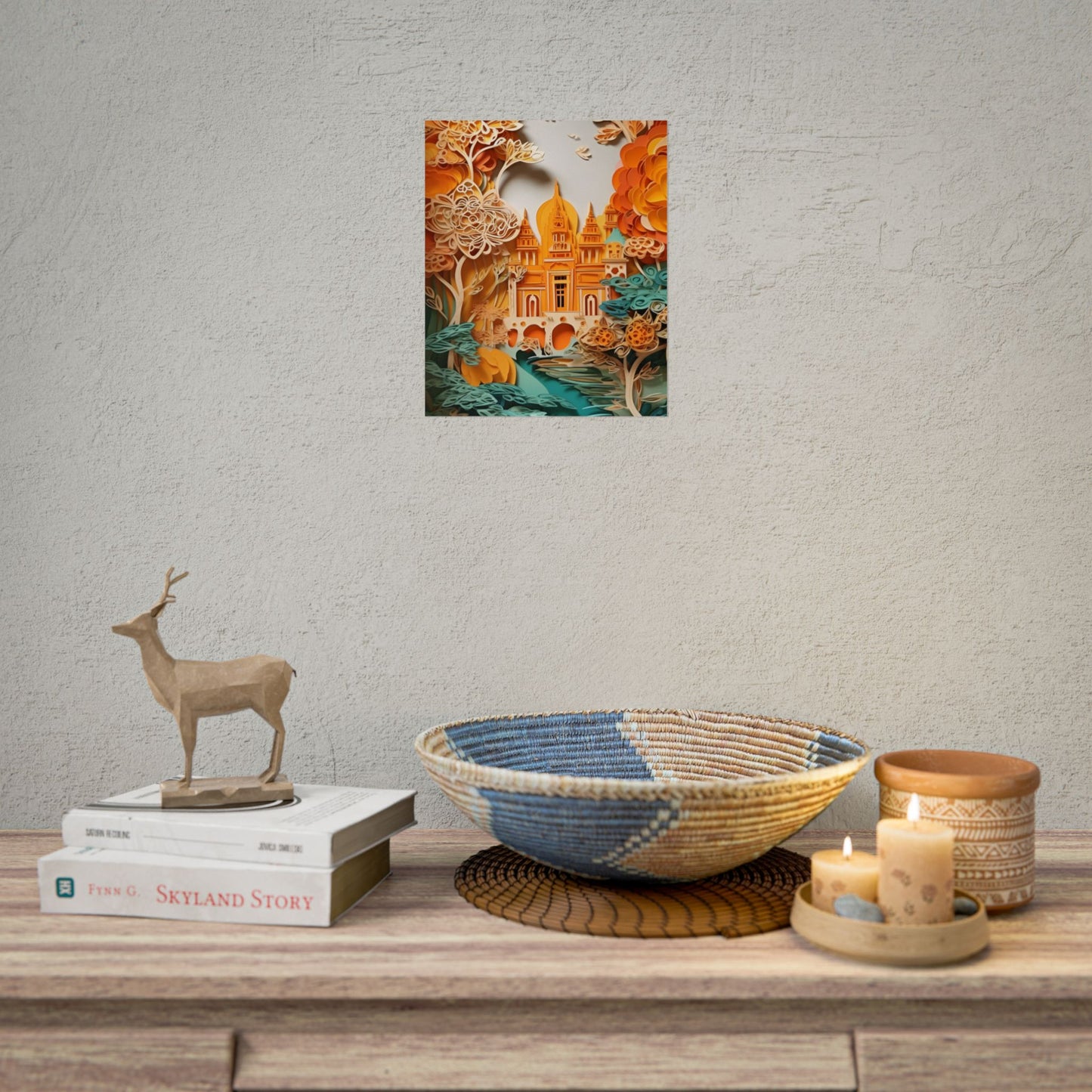 Colorful Indian Paper Quilling Art: Beautiful Landscape - Poster