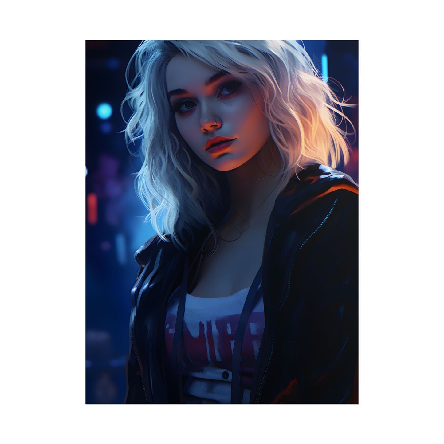Blonde Portrait: A Teen's Cyberpunk Moment - Poster