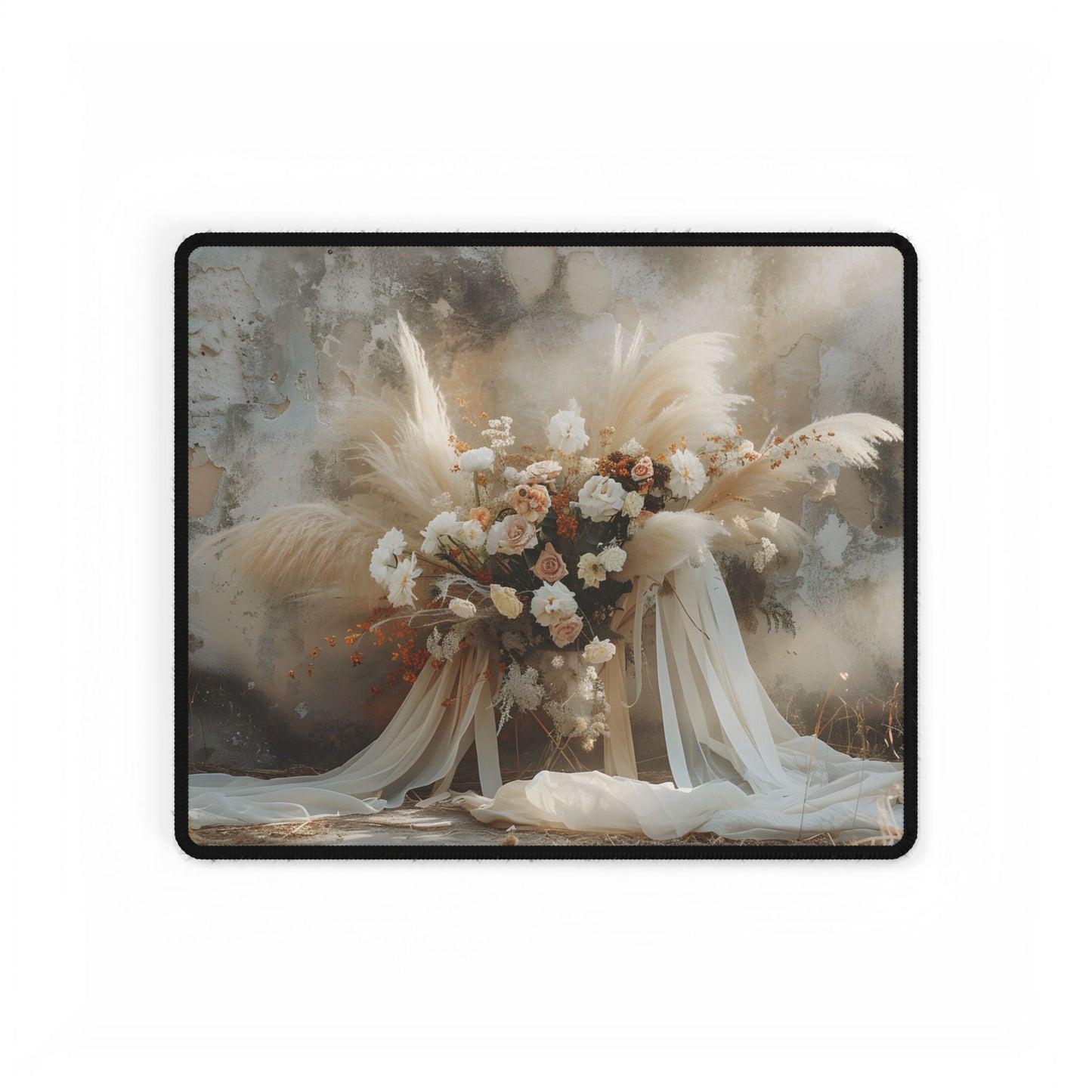 Whimsical Floral Bloom: Pampas Grass Artwork - Desk Mat