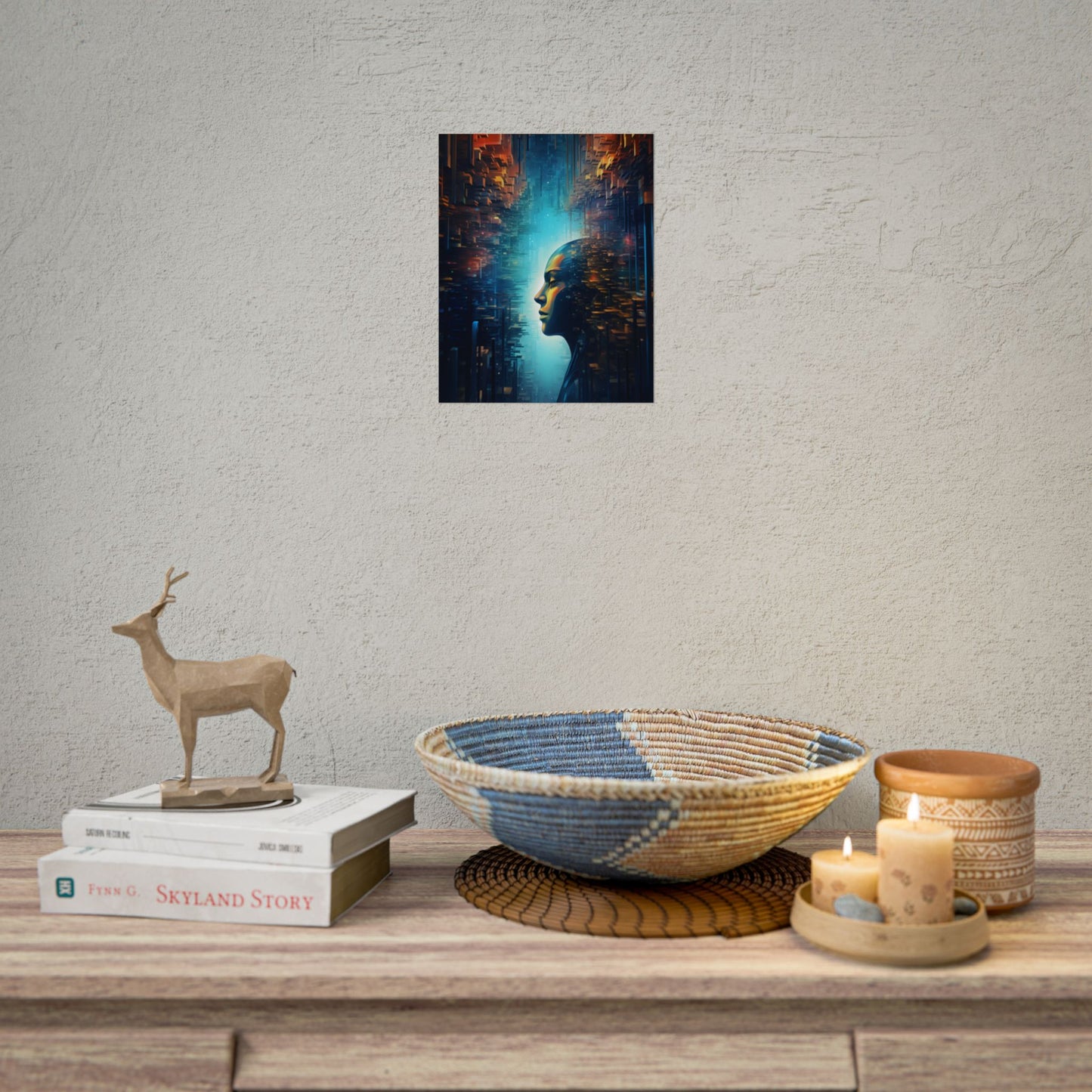 Cyber Dreams: Futuristic Digital Artwork with Neon Lights - Poster
