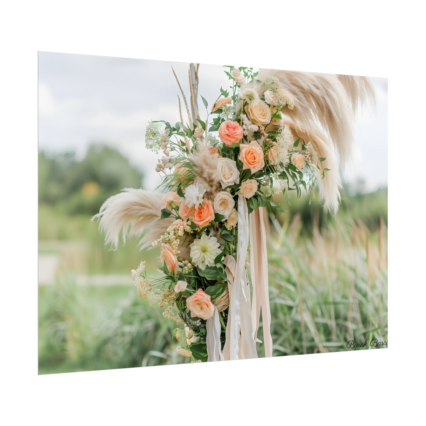 Whimsical Floral Wonders: Vibrant Pampas Garden Art - Poster