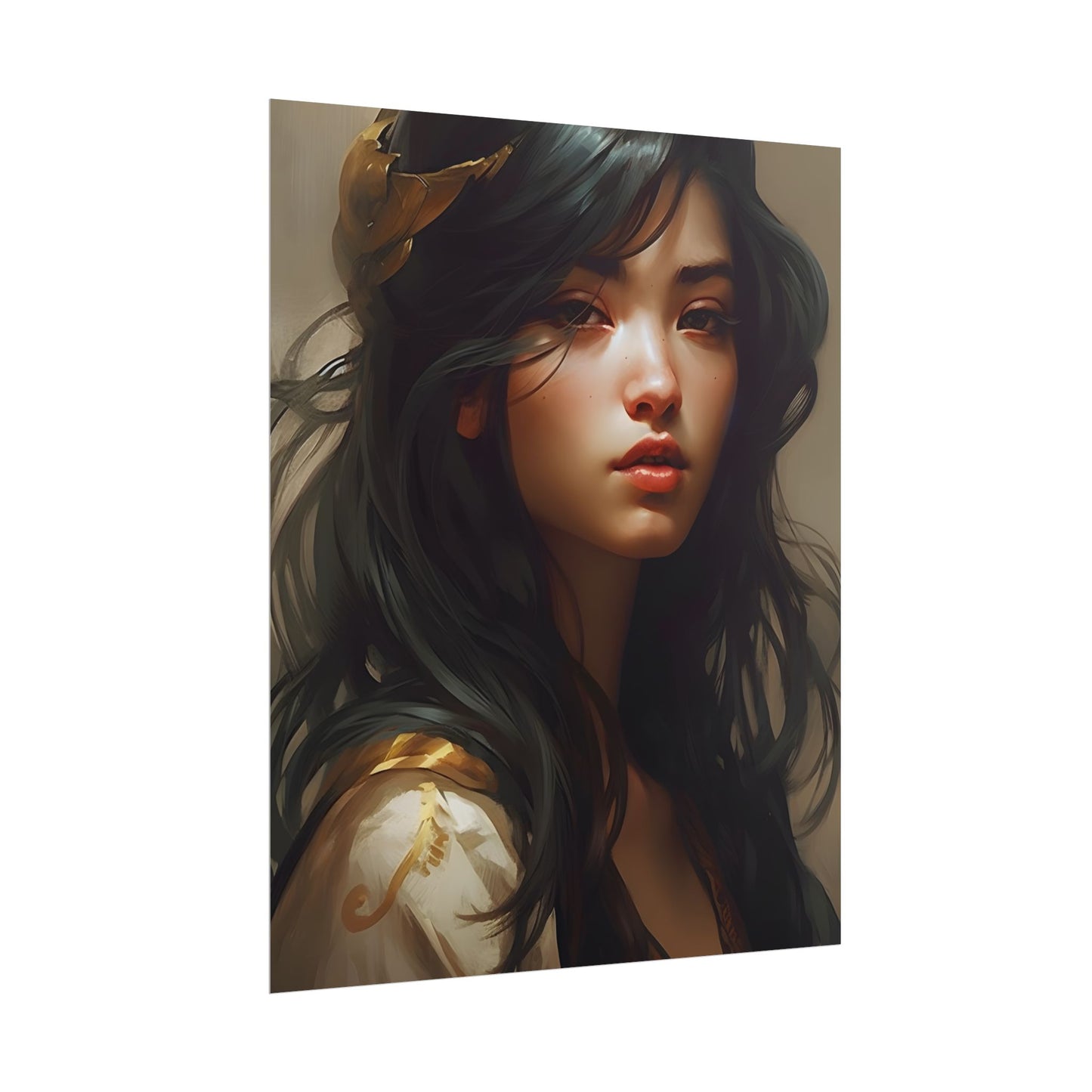 Astonishing Black Haired Portrait: Digital Artwork - Poster