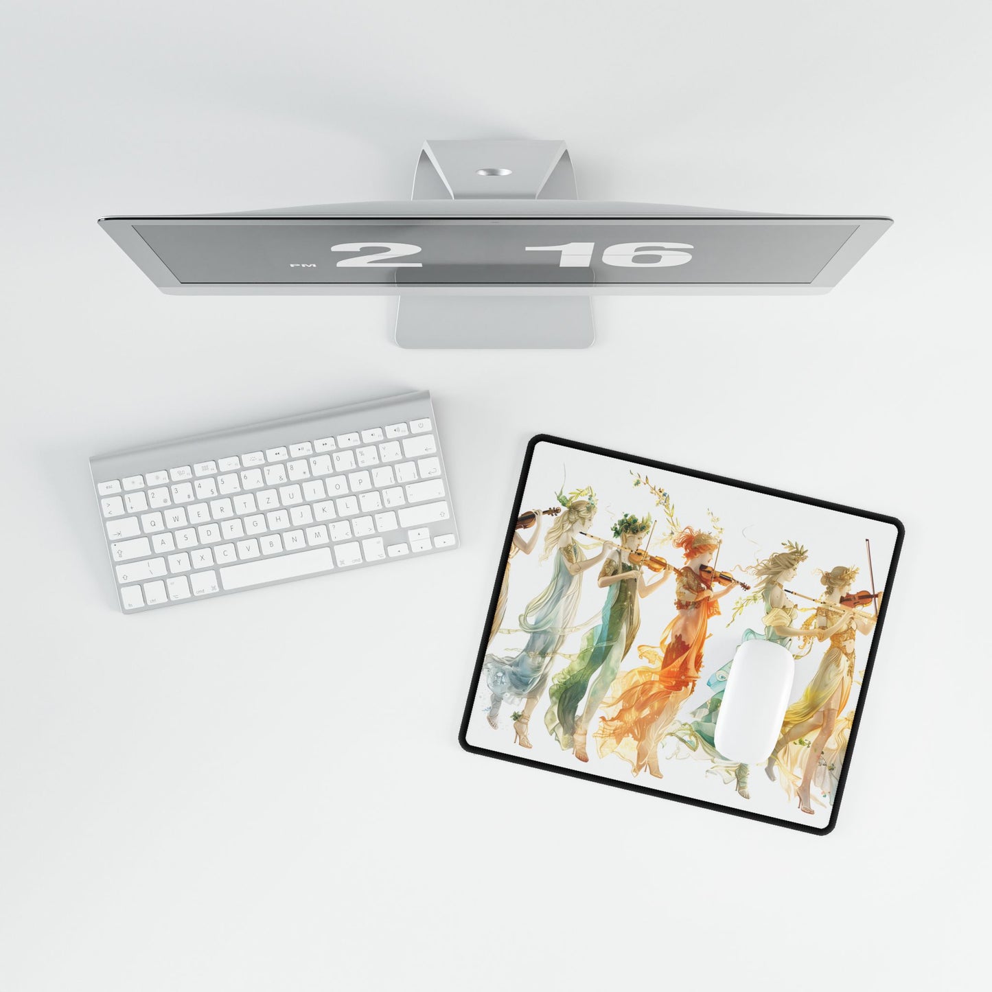 Ethereal Greek Goddesses: Serene Stylized Art - Desk Mat