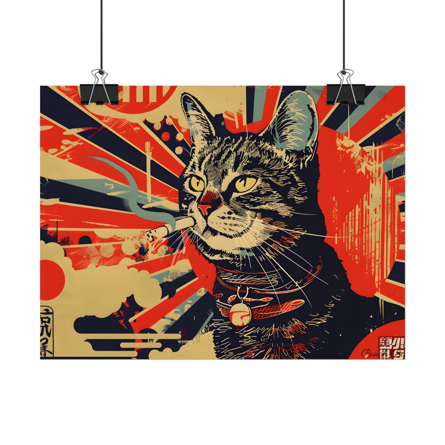 Whimsical Urban Wildlife: Cat Art in a Bolstered Setting - Poster