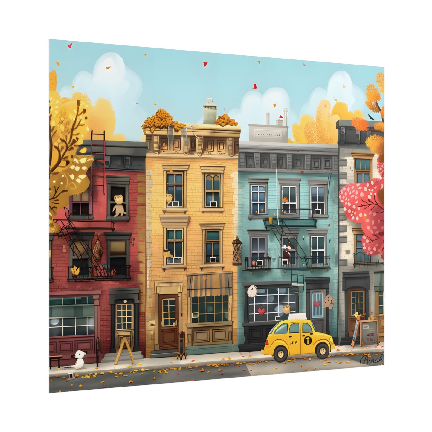 Whimsical Wonder: Playful Yellow Building Illustration - Poster