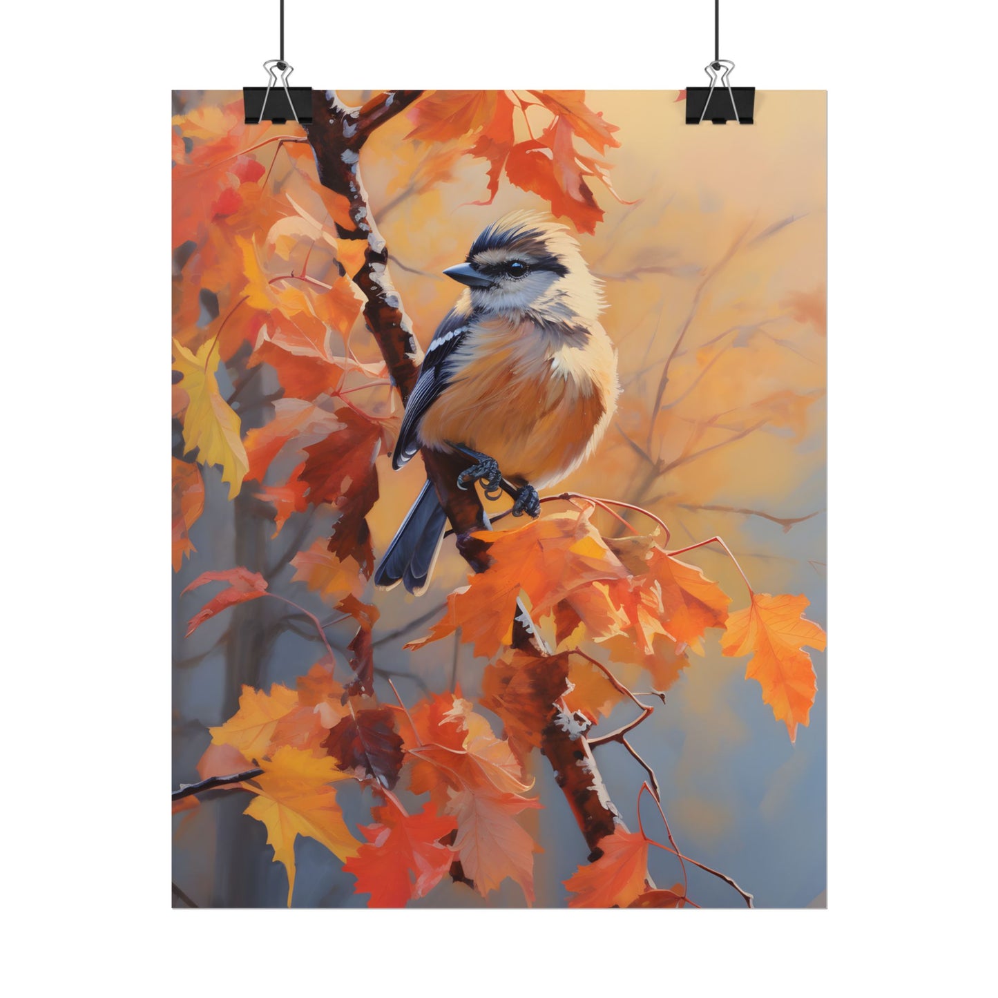 Vibrant Oak Branch: Oil Painting in Nature - Poster