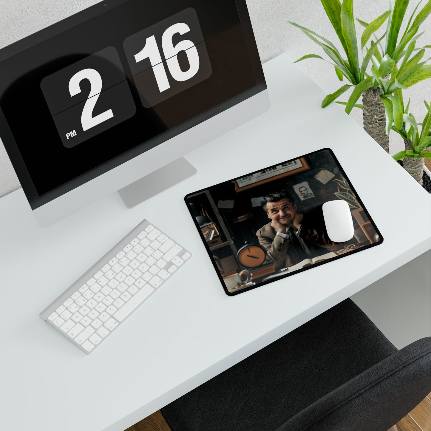 Reflective Moment: Self-Portrait Study - Desk Mat