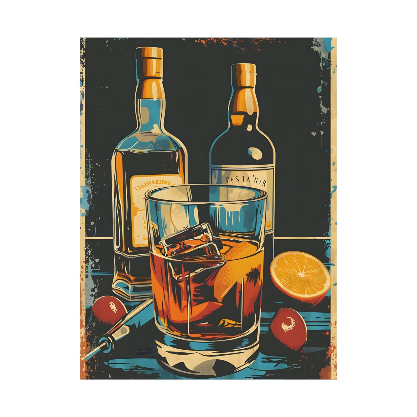 Vintage Cocktail Hour: Old-Fashioned Glass Artwork - Poster