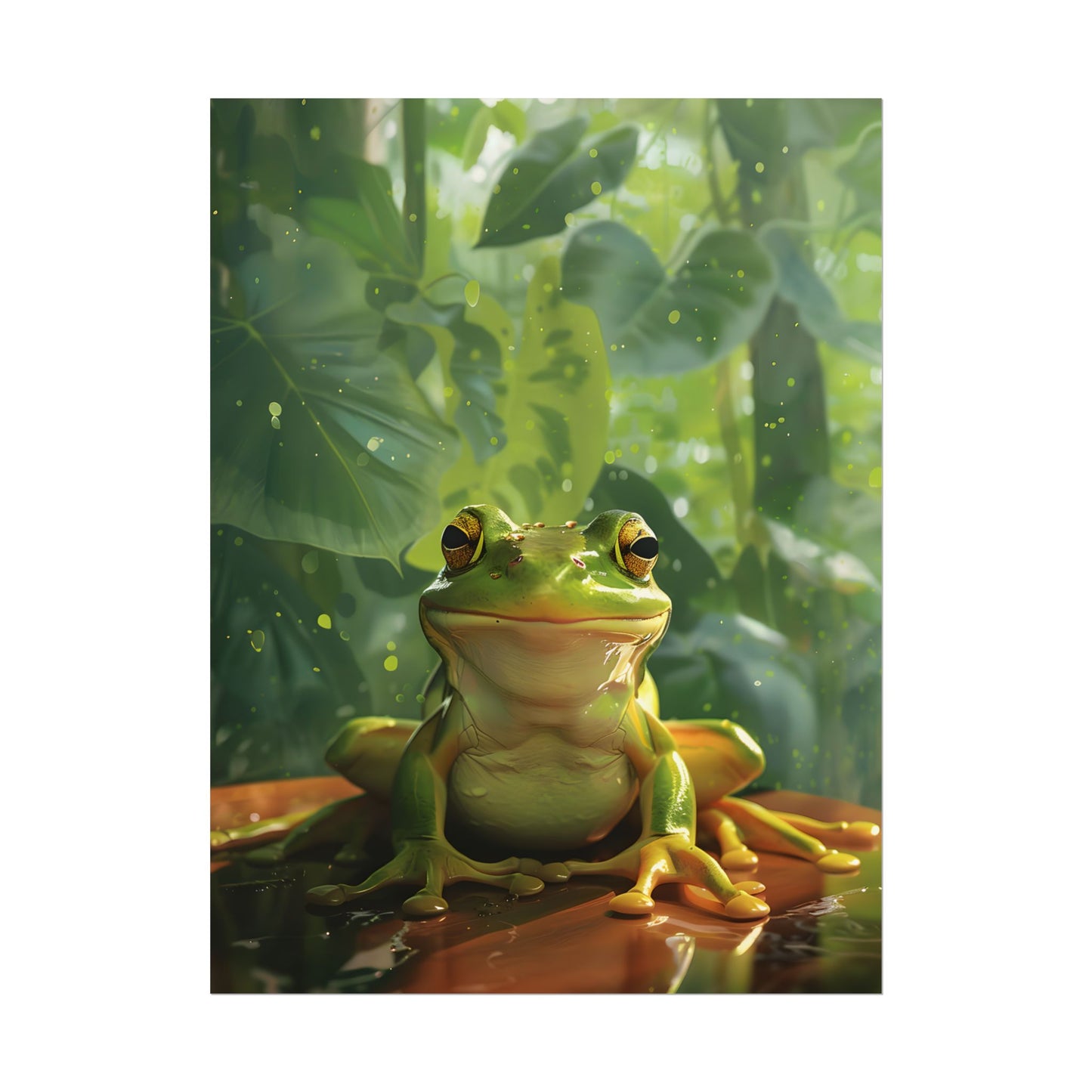 Whimsical Frog Oasis: A Peaceful Lily Pad Scene - Poster