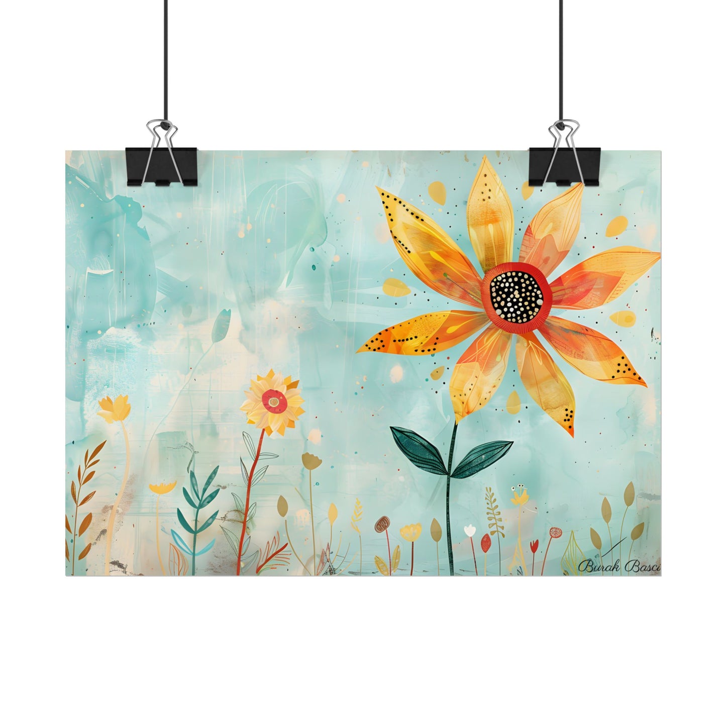 Blooming Growth: Whimsical Flower with Mindset Message Art - Poster