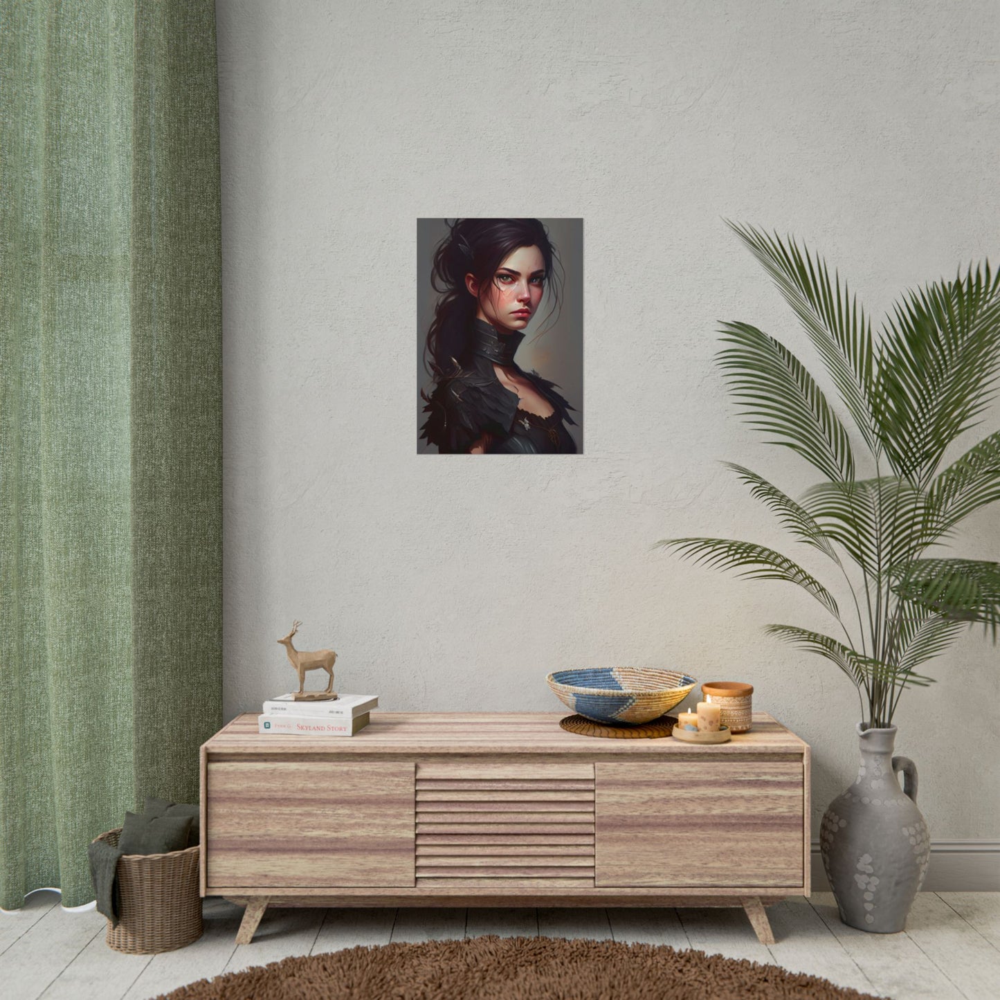 Artistic Female Portrait: Elegant Dress Digital Artwork - Poster