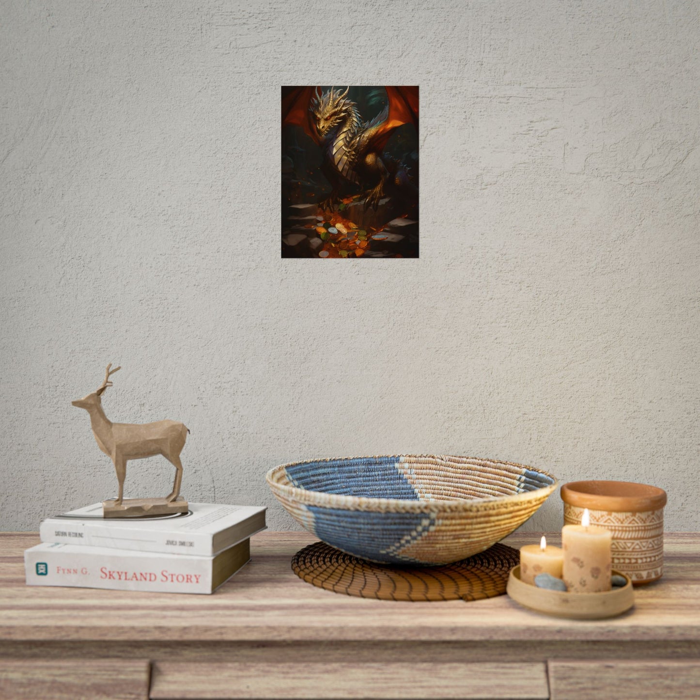 Ancient Fantasy Dragon Guard: Majestic Creature Art - Poster
