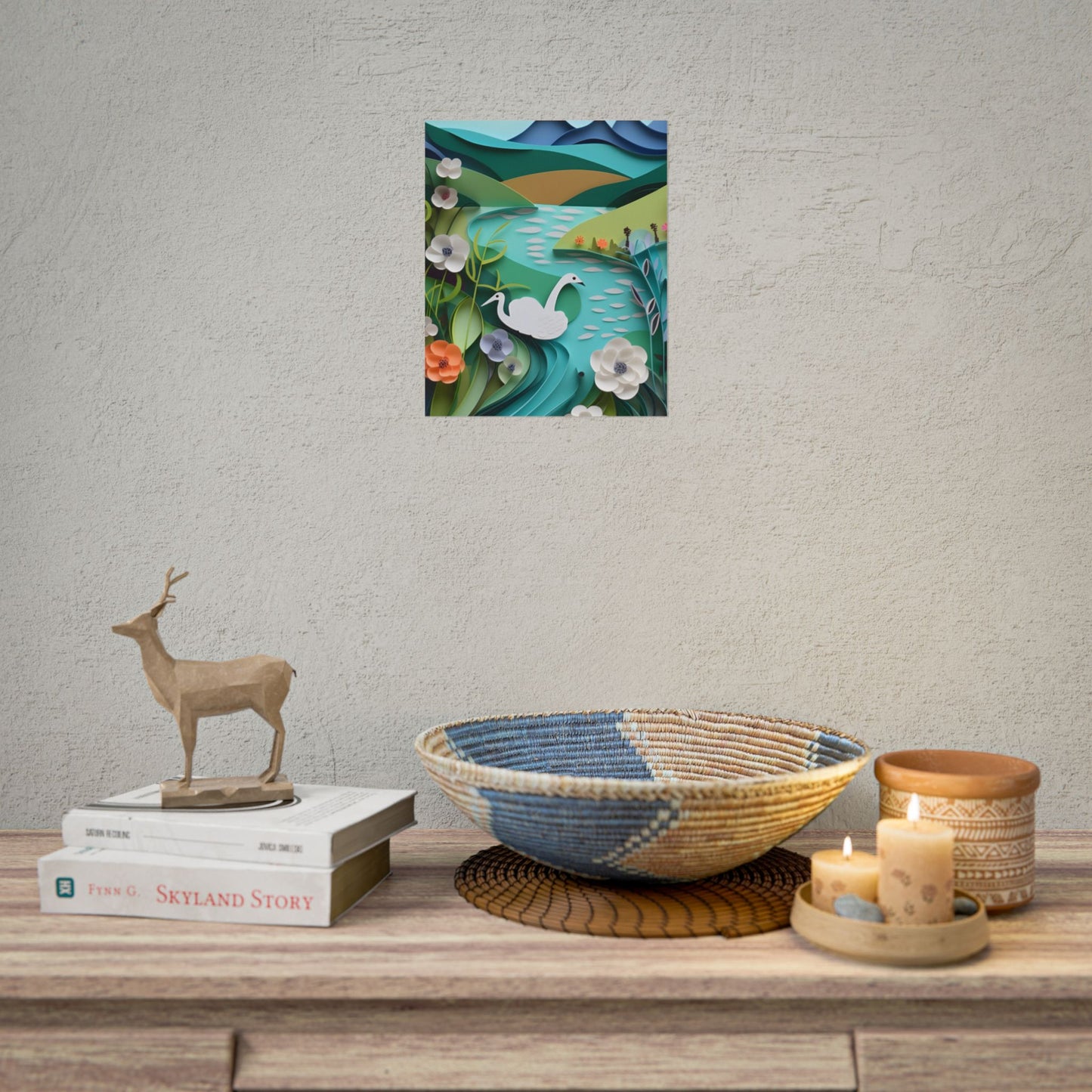 Vibrant Paper Quilling Island: A Beautiful Tropical Landscape - Poster
