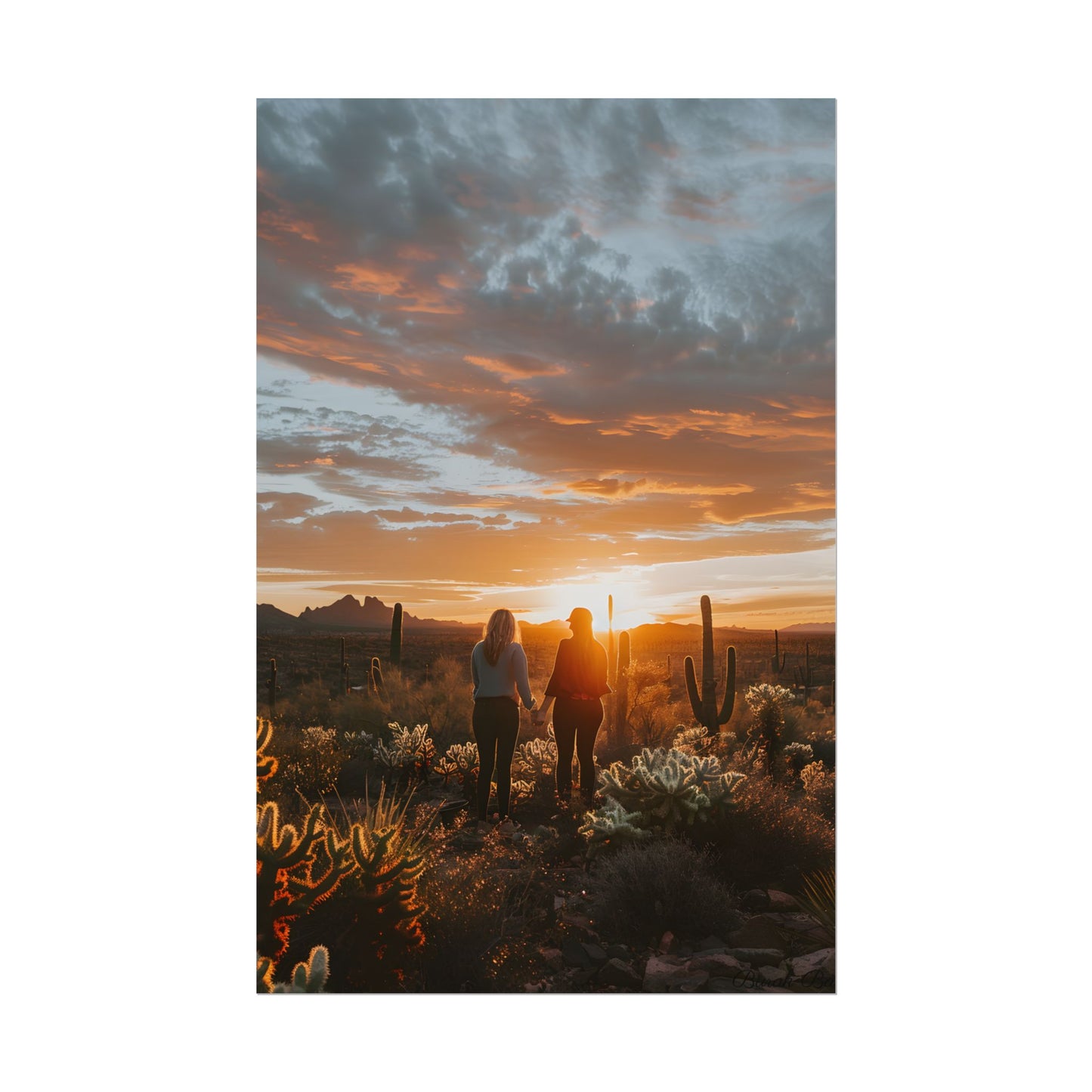 Desert Sunset Duo: Outdoor Artwork - Poster