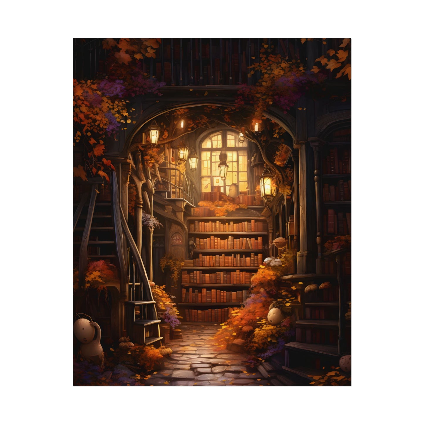 Whimsical Magical Bookshop: Enchanting Artwork in a Hidden Corner - Poster