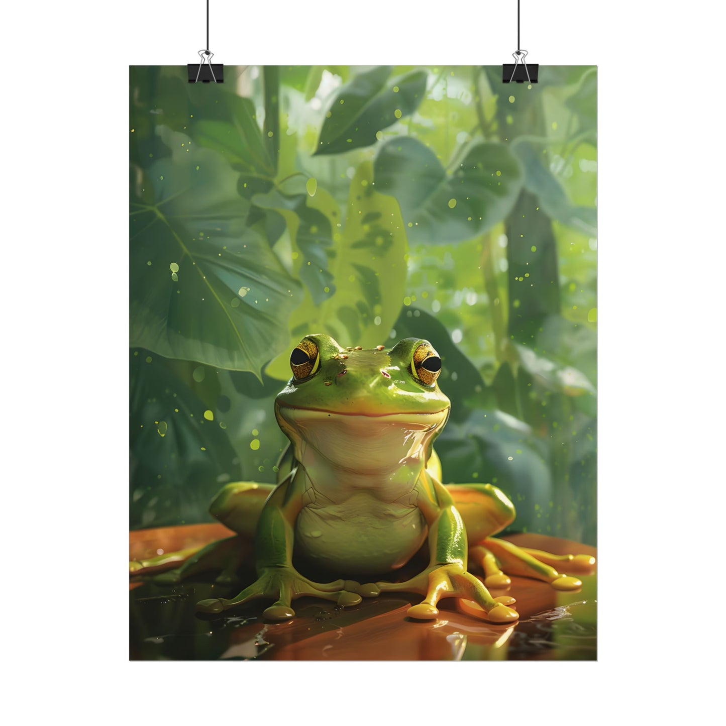 Whimsical Frog Oasis: A Peaceful Lily Pad Scene - Poster