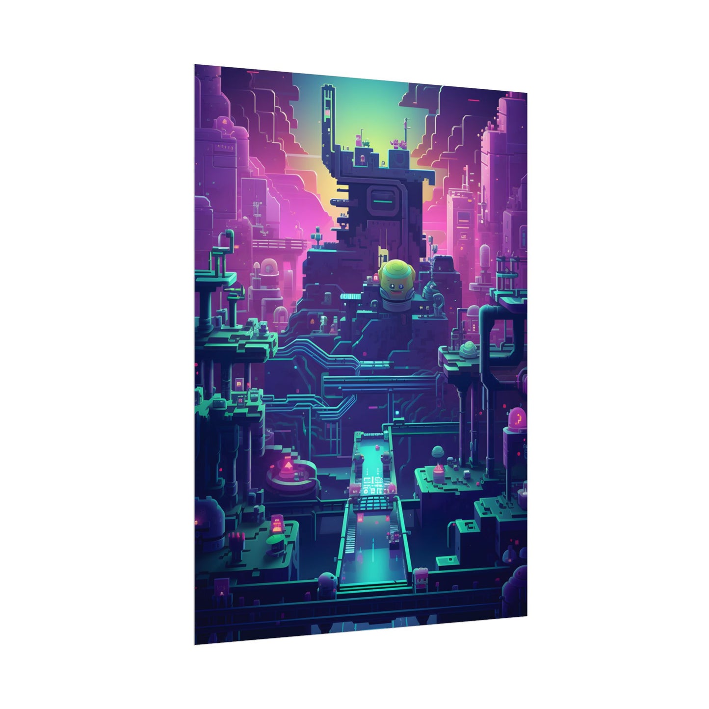 Vibrant Cyber-Pets: Gamified Pixelated Digital Art - Poster