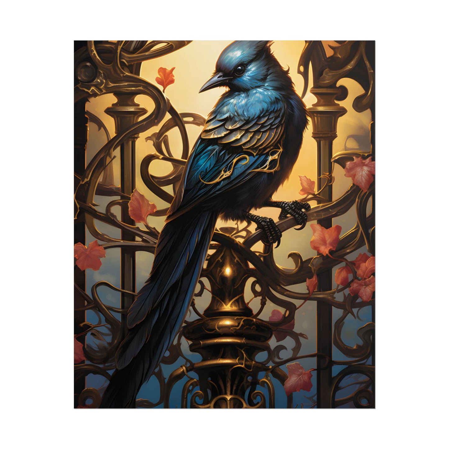 Songbird Guardian: Intense Portrait Digital Art - Poster