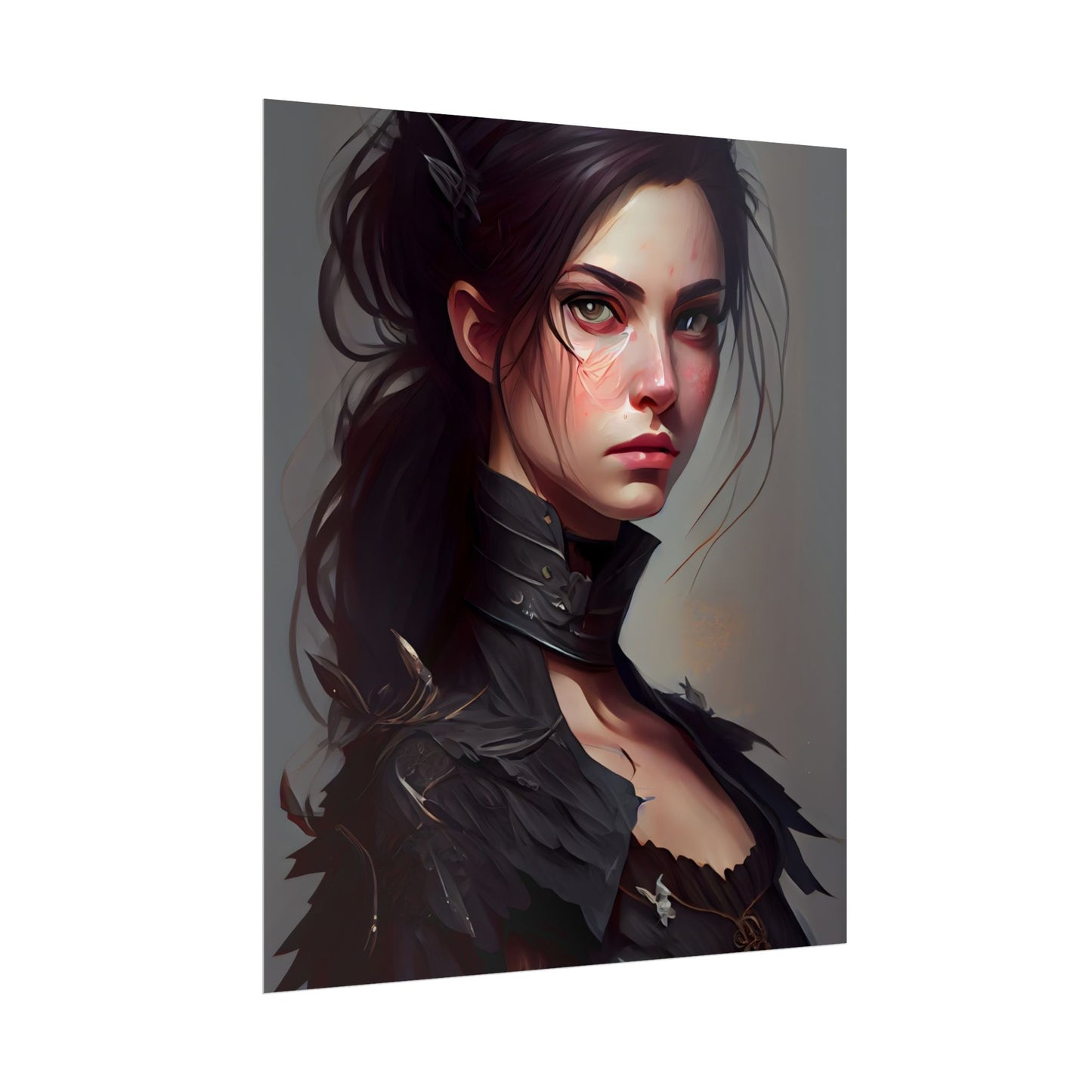 Artistic Female Portrait: Elegant Dress Digital Artwork - Poster