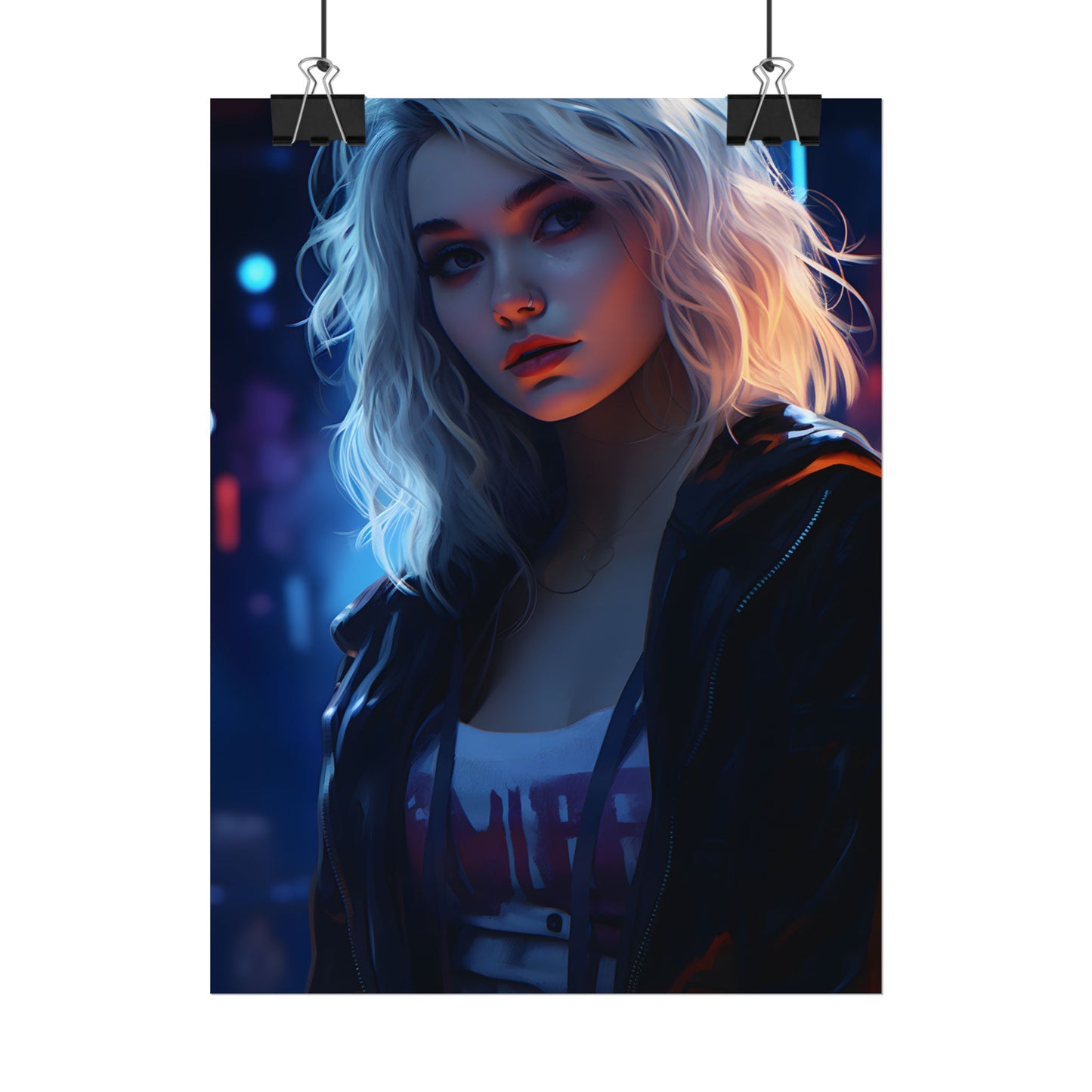 Blonde Portrait: A Teen's Cyberpunk Moment - Poster