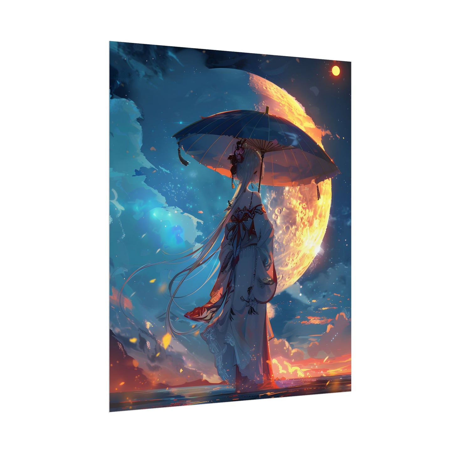 Winter Anime Girl: Holding Umbrella in Snowy Scene - Poster