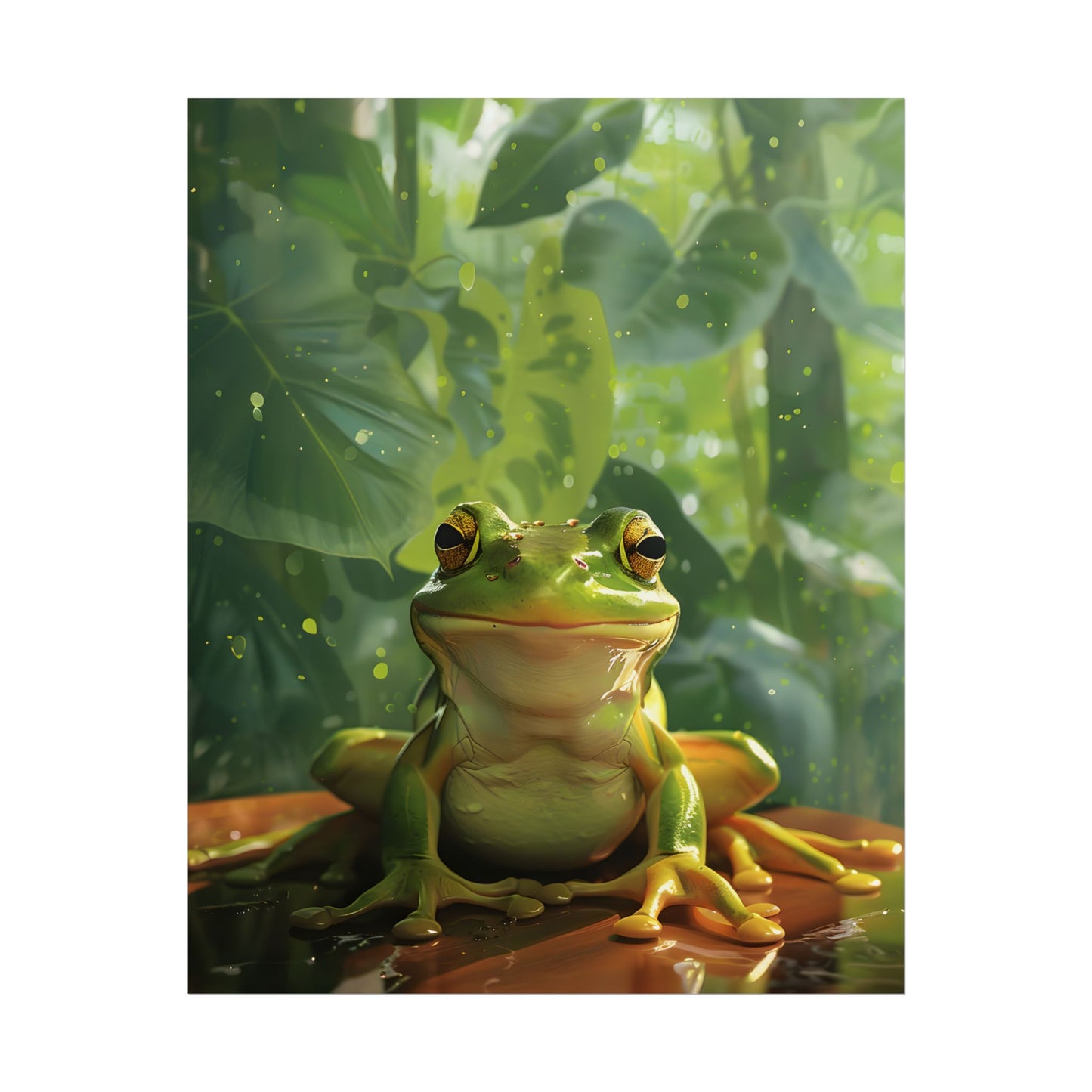 Whimsical Frog Oasis: A Peaceful Lily Pad Scene - Poster