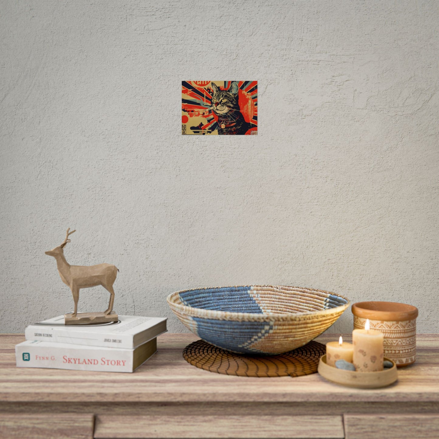 Whimsical Urban Wildlife: Cat Art in a Bolstered Setting - Poster