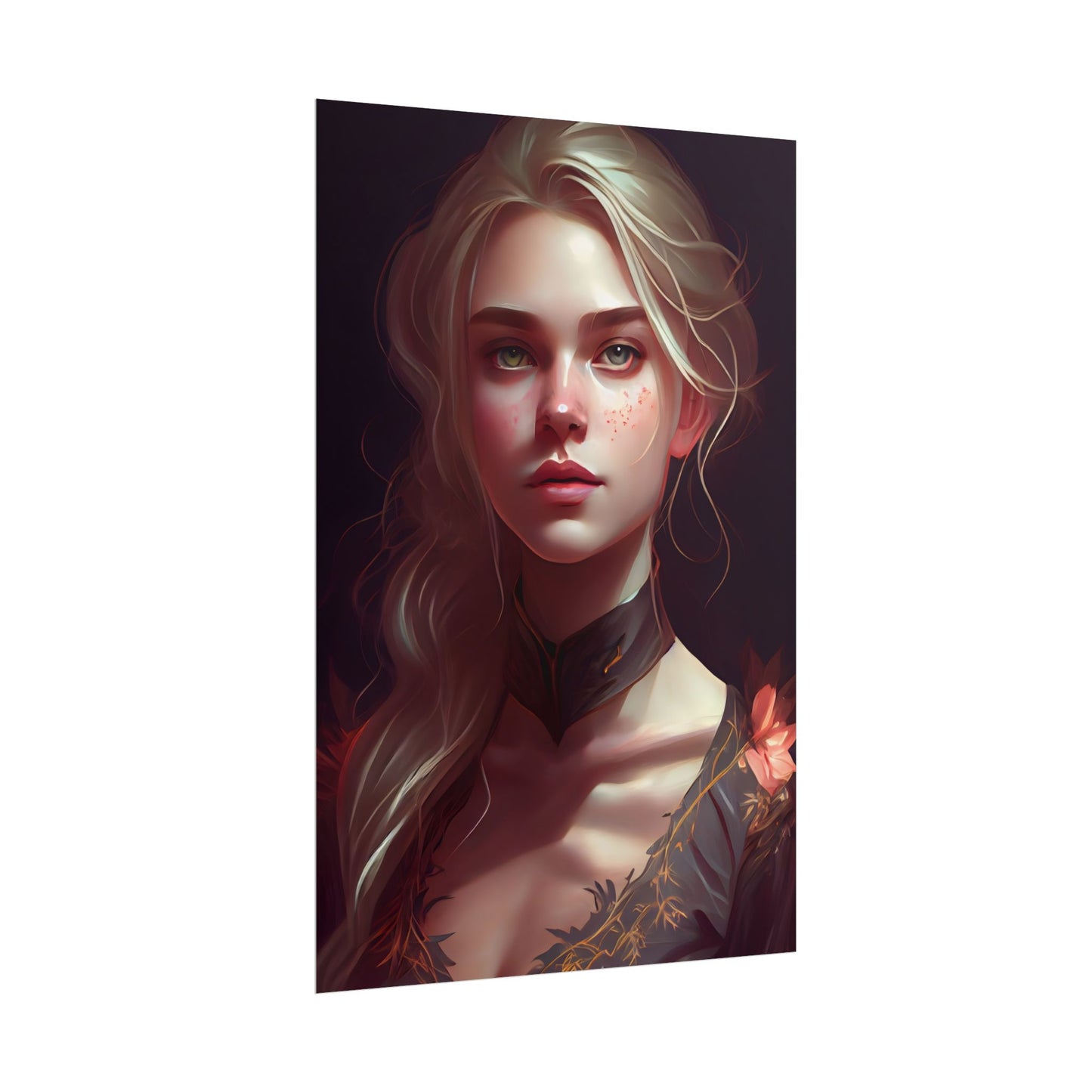 Astonishing Blonde Portrait: Artistic Beauty in Darkness - Poster
