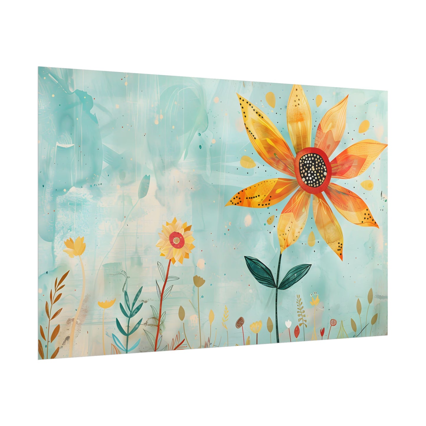 Blooming Growth: Whimsical Flower with Mindset Message Art - Poster