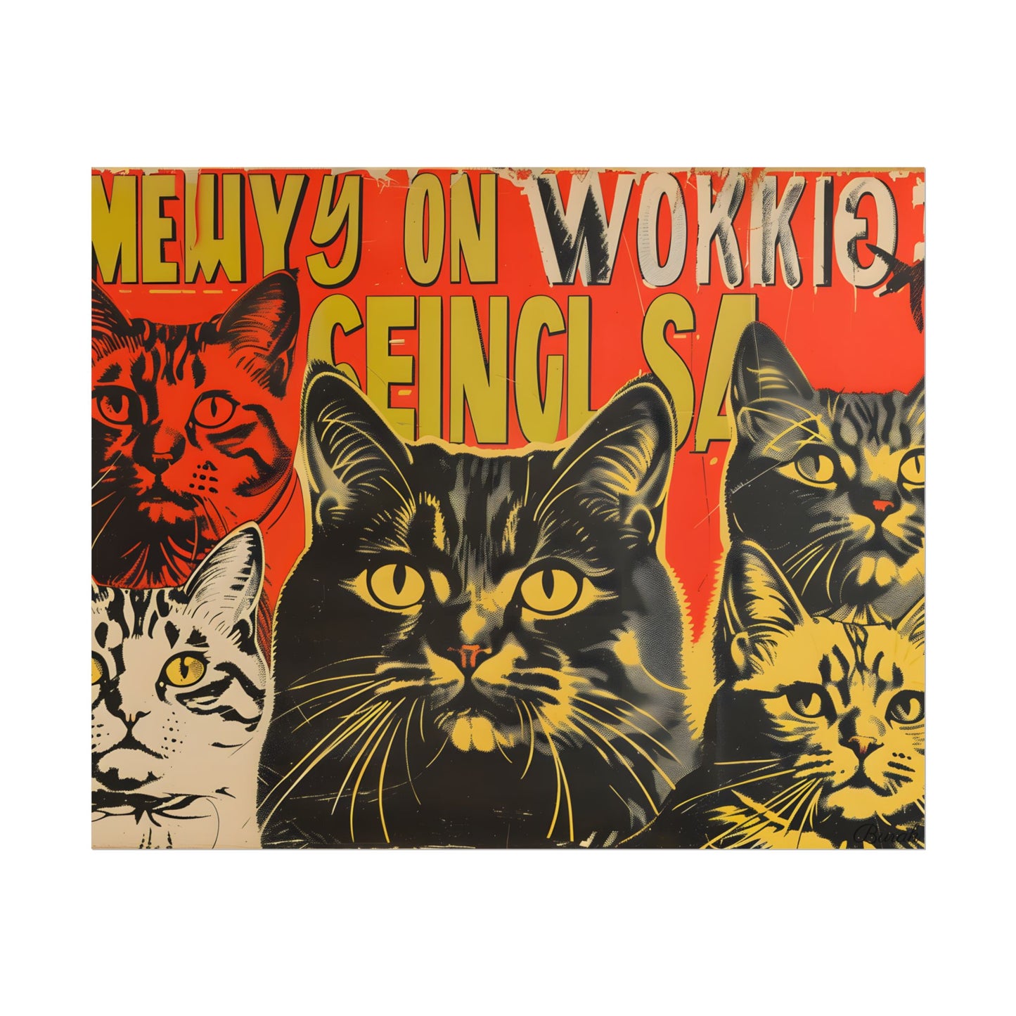 Whisked Away: A Soviet-Inspired Poster Featuring Multiple Feline Friends - Poster