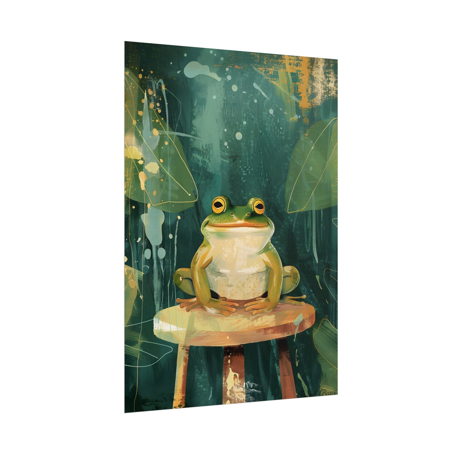 Whimsical Frog Cartoon: Colorful Ta Illustration - Poster