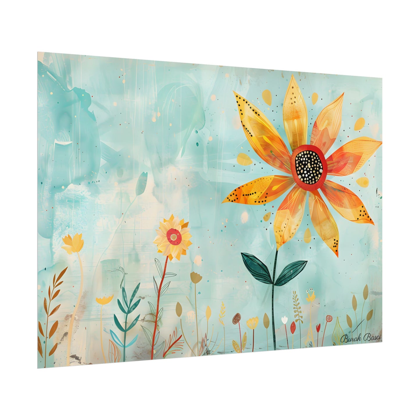Blooming Growth: Whimsical Flower with Mindset Message Art - Poster