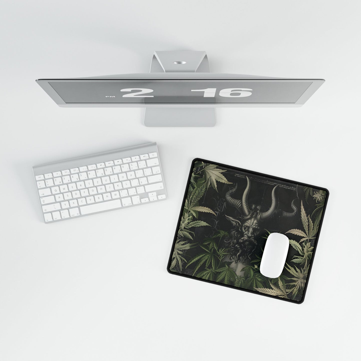 Menacing Victorian Devil: Fiery Brimstone Artwork - Desk Mat