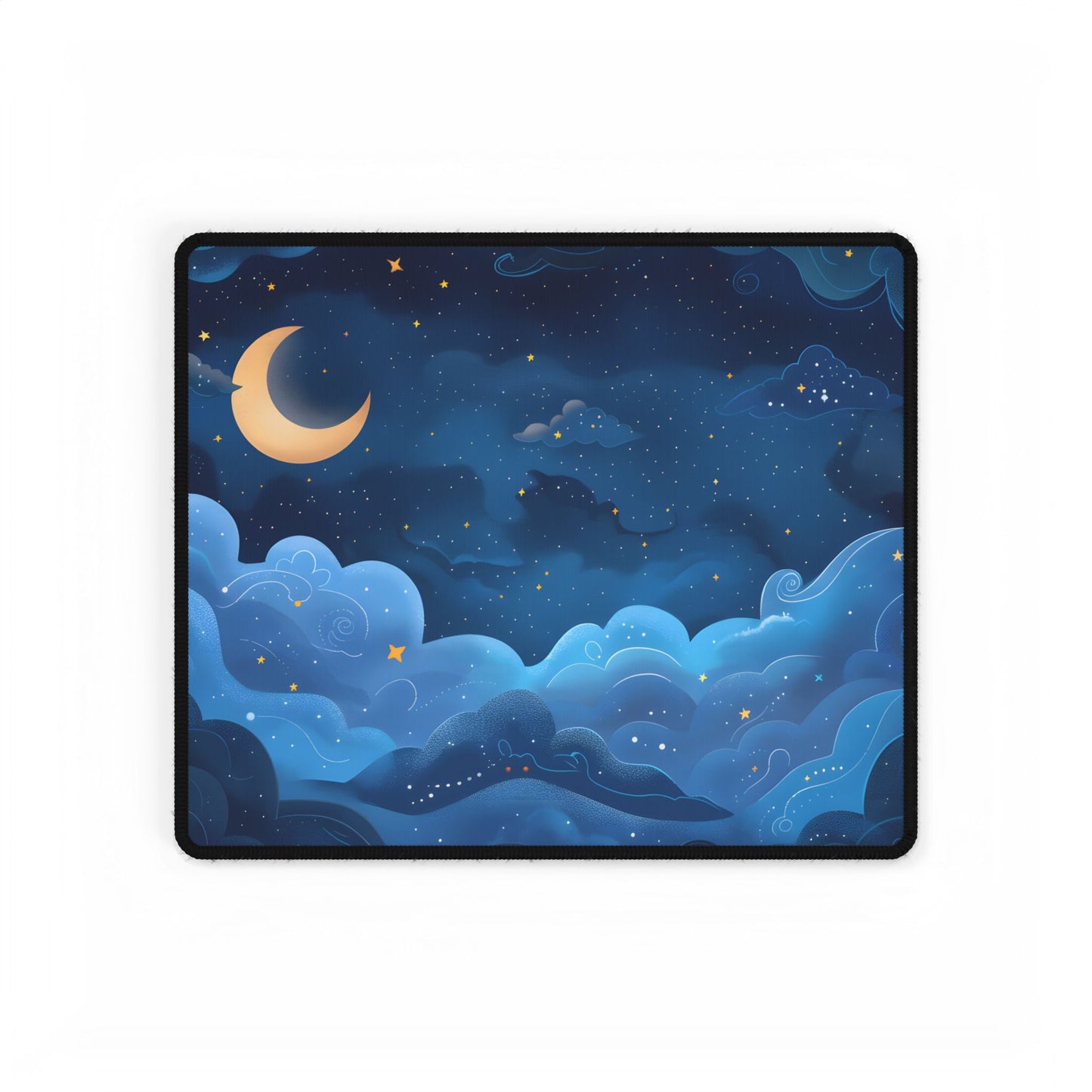 Whispers of a Whimsical Night Sky: Dreamy Celestial Artwork - Desk Mat