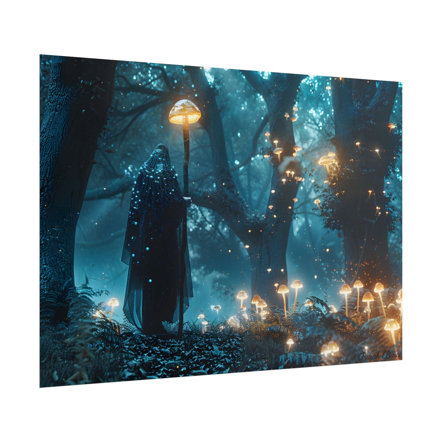 Whispers of Ancient Magic in a Moonlit Mystical Forest - Poster