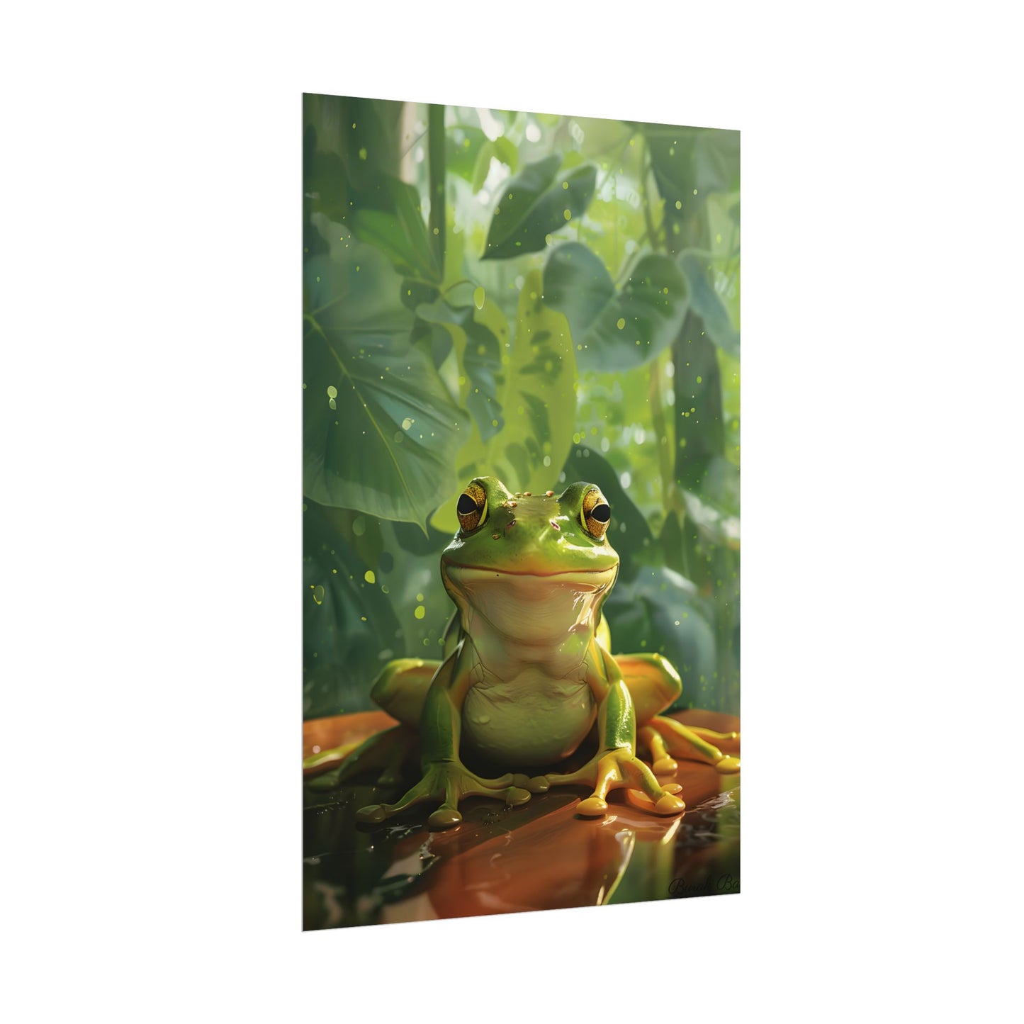Whimsical Frog Oasis: A Peaceful Lily Pad Scene - Poster