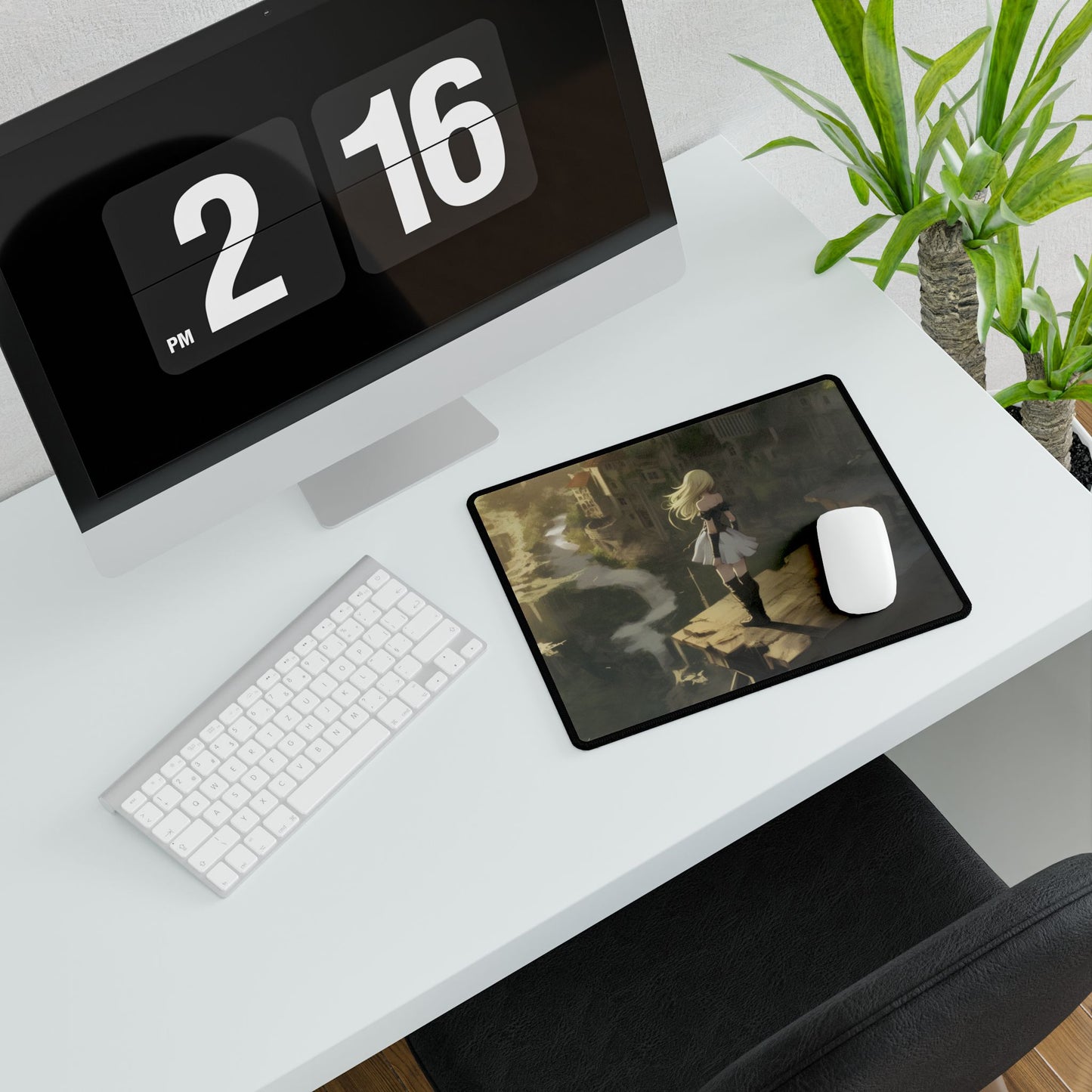 Dramatic Anime Blonde Female Digital Art - Desk Mat