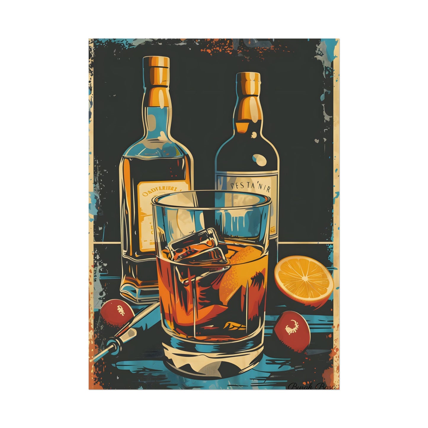Vintage Cocktail Hour: Old-Fashioned Glass Artwork - Poster